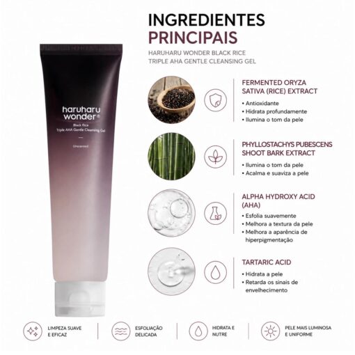 Alternative view of Gel De Limpieza Facial Haruharu Wonder Black Rice Triple Aha Gentle Cleansing 100ml