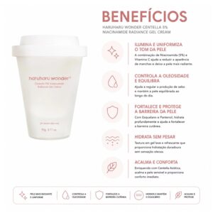 Creme Facial em Gel Haruharu Wonder Centella 5% Niacinamide Radiance 90g - Imagen 3
