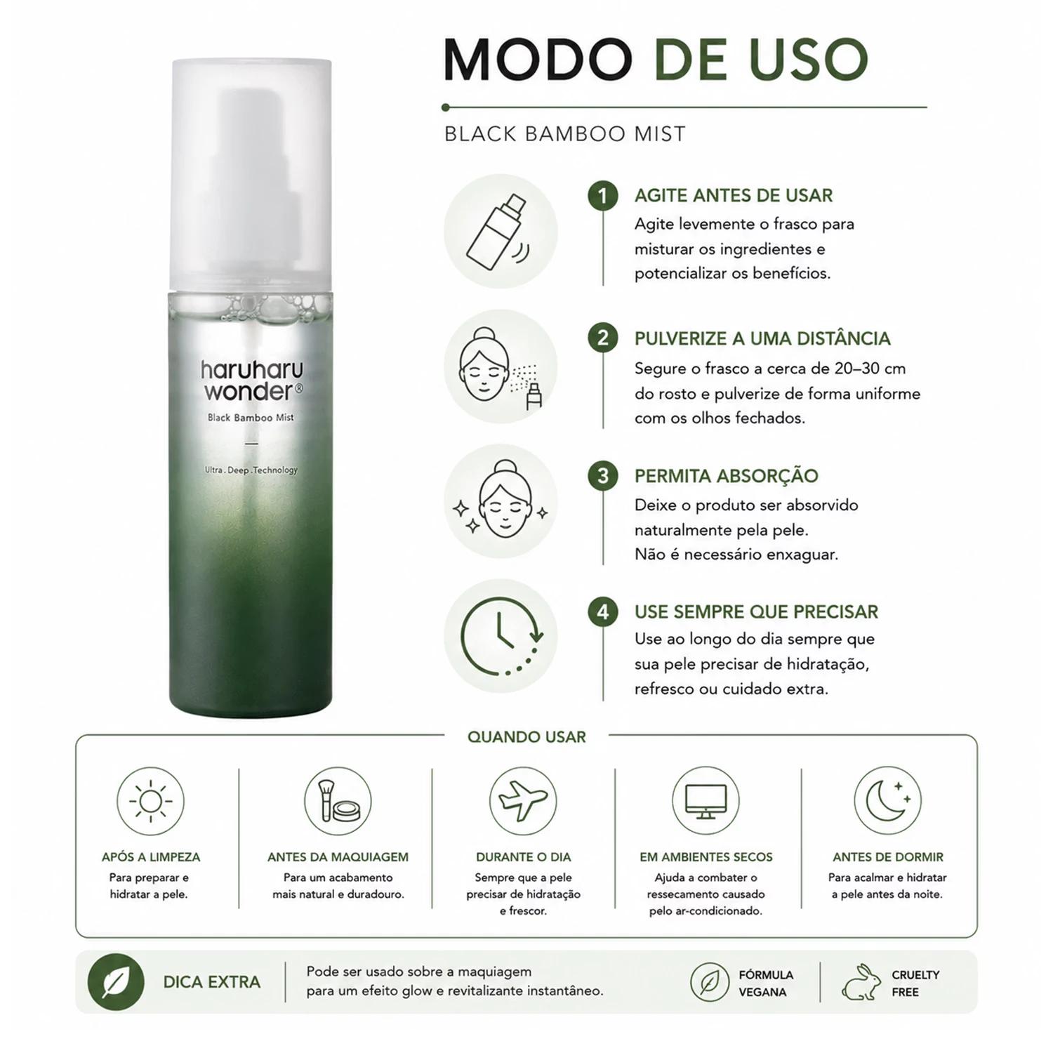Tônico Facial Haruharu Wonder Black Bamboo Mist 80ml - Imagen 4