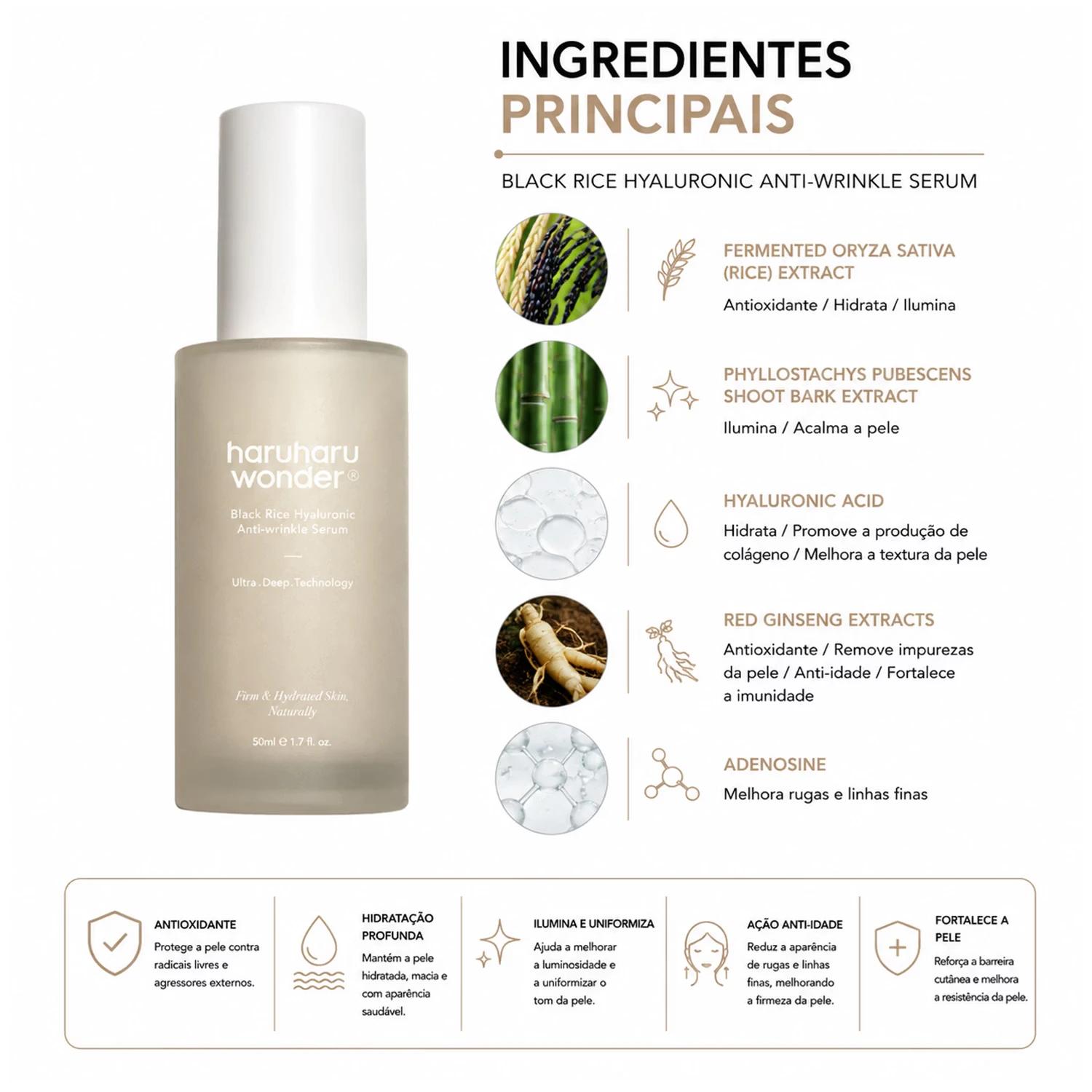 Sérum Facial Haruharu Wonder Black Rice Hyaluronic Anti-wrinkle 50ml - Imagen 2