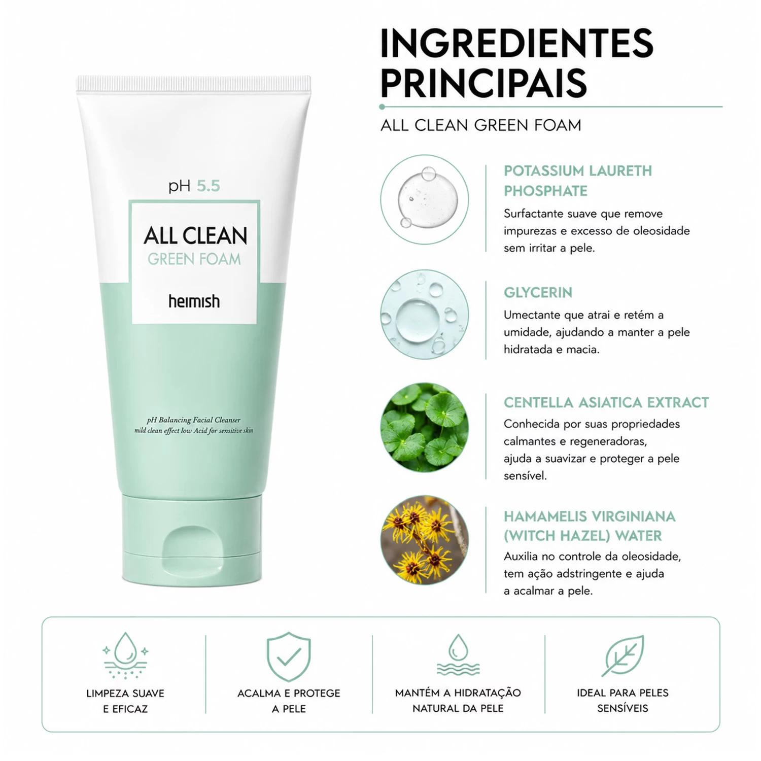 Espuma De Limpieza Facial Heimish All Clean Green Foam 150g - Imagen 2