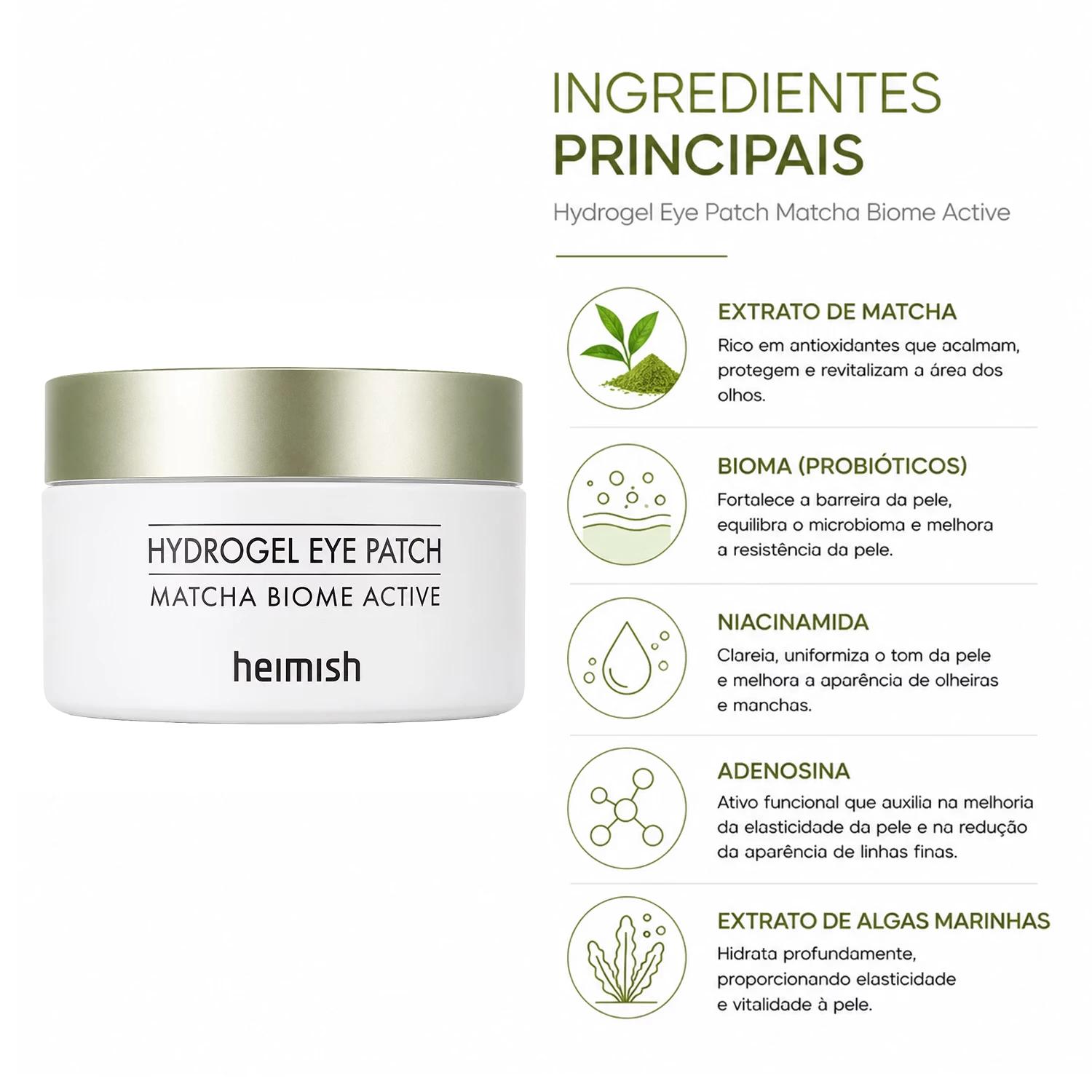 Máscara para Contorno dos Olhos Heimish Matcha Biome Hydrogel Eye Patch - 60 Unidades - Imagen 2