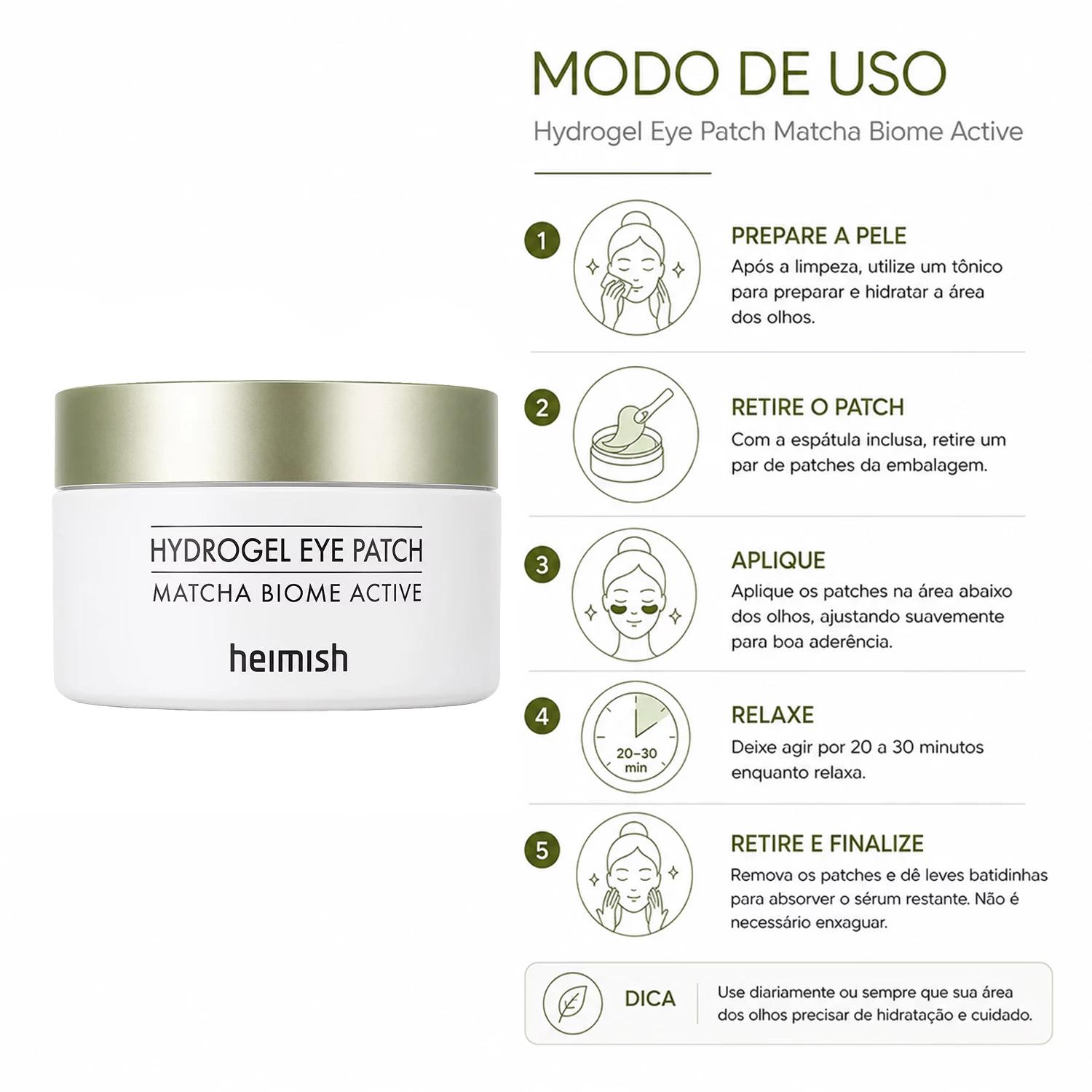 Máscara para Contorno dos Olhos Heimish Matcha Biome Hydrogel Eye Patch - 60 Unidades - Imagen 4