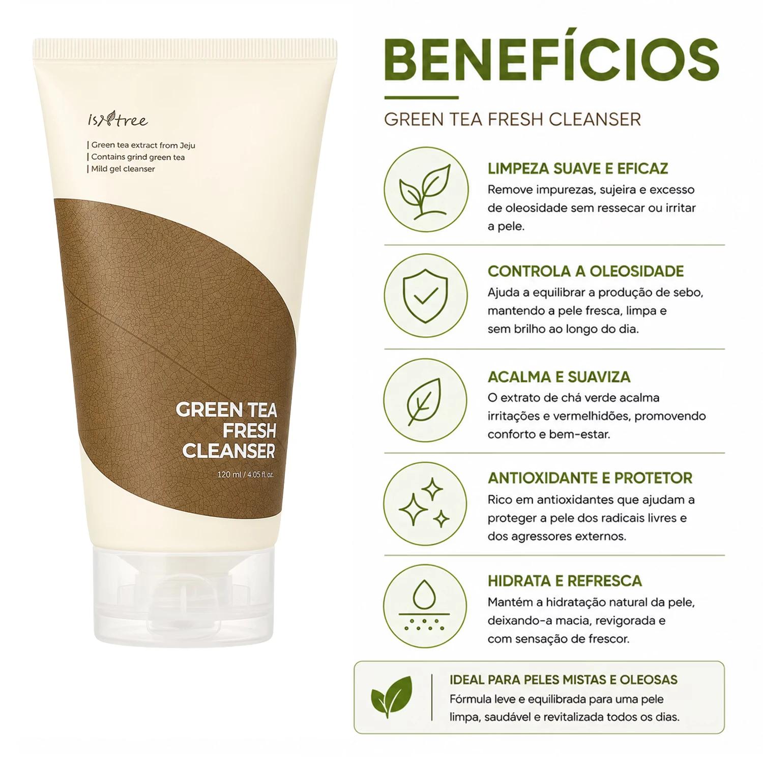 Gel De Limpieza Isntree Green Tea Fresh Cleanser 120ml - Imagen 3