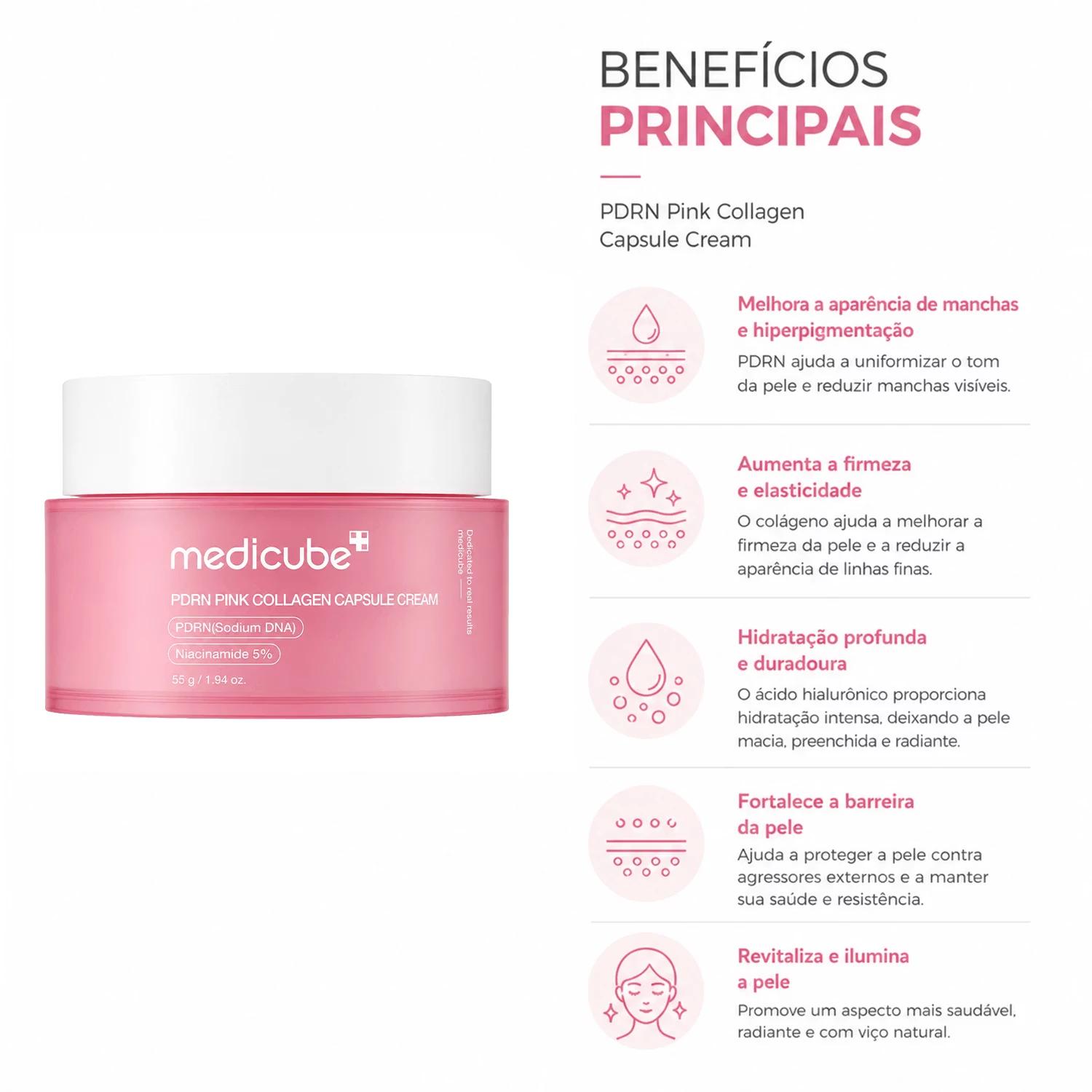 Creme Facial Medicube Pdrn Rosa Collagen Capsule 55g - Imagen 3