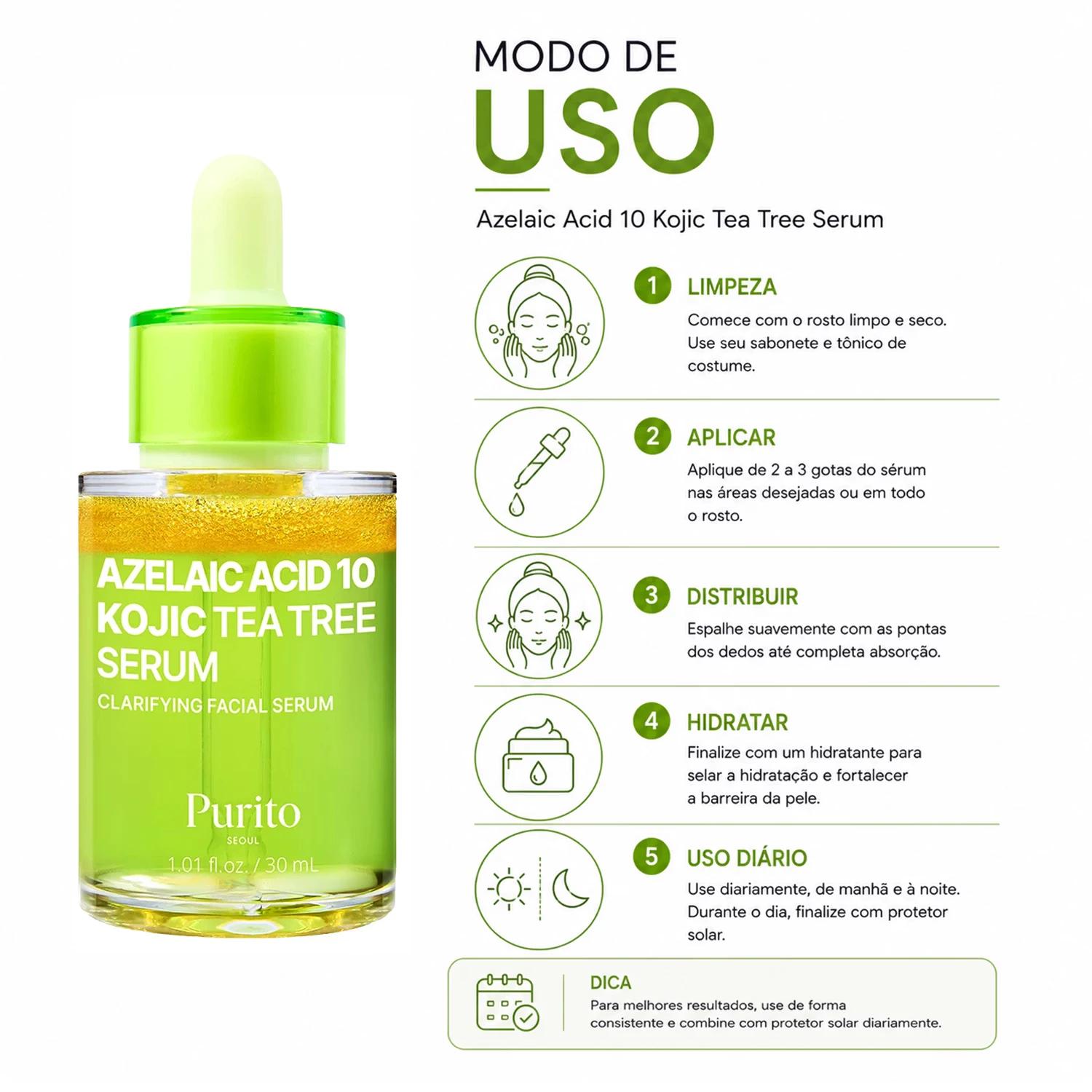 Sérum Facial Purito Azelaic Acid 10 Kojic Tea Tree 30ml - Imagen 4