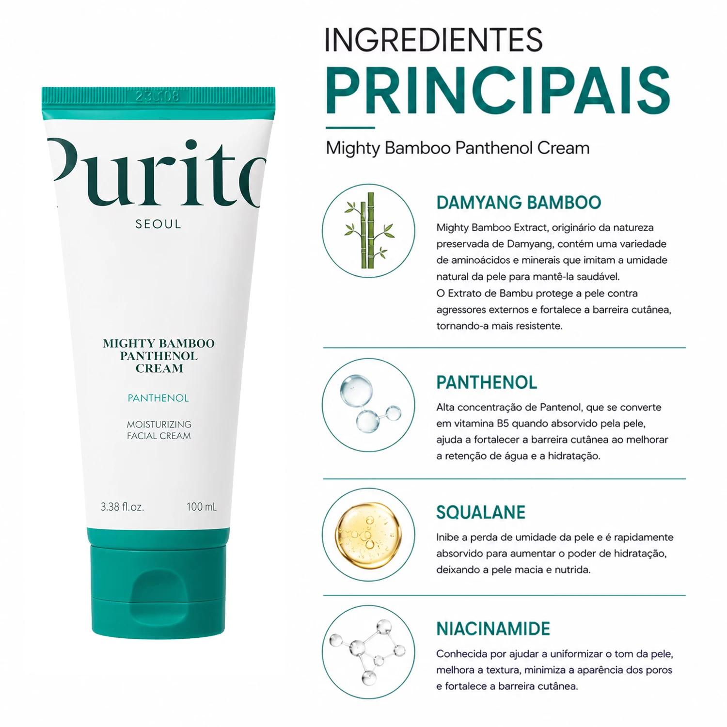 Creme Facial Purito Seoul Mighty Bamboo Panthenol 100ml - Imagen 2