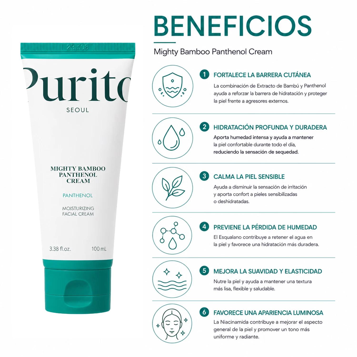Creme Facial Purito Seoul Mighty Bamboo Panthenol 100ml - Imagen 3