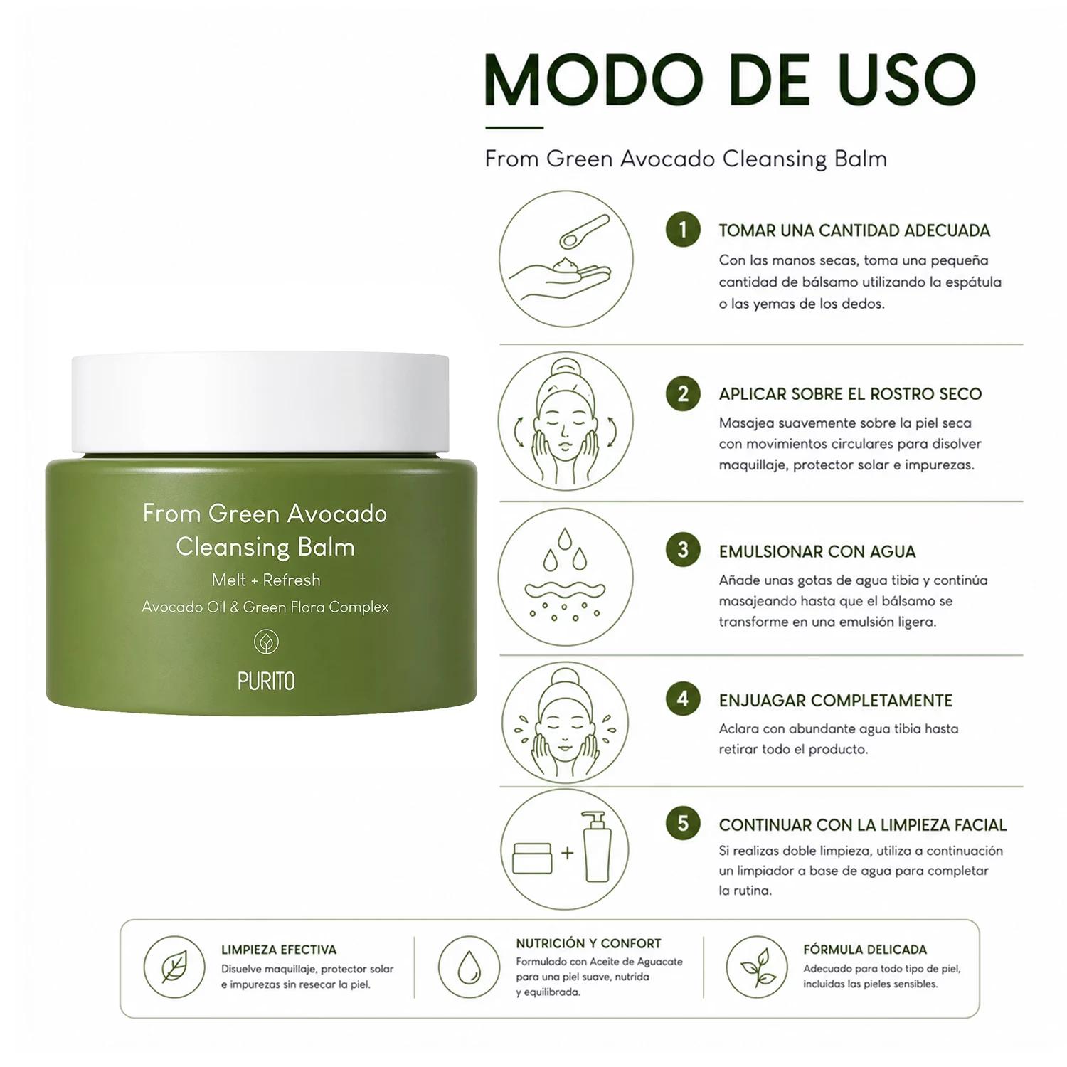 Bálsamo De Limpieza Purito Seoul From Green Avocado Cleansing Balm 100ml - Imagen 4