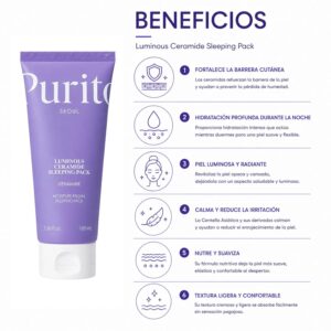 Máscara Facial Purito Seoul Luminous Ceramide Sleeping Pack 100ml - Imagen 3