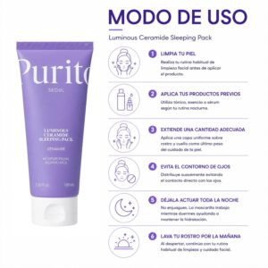 Máscara Facial Purito Seoul Luminous Ceramide Sleeping Pack 100ml - Imagen 4