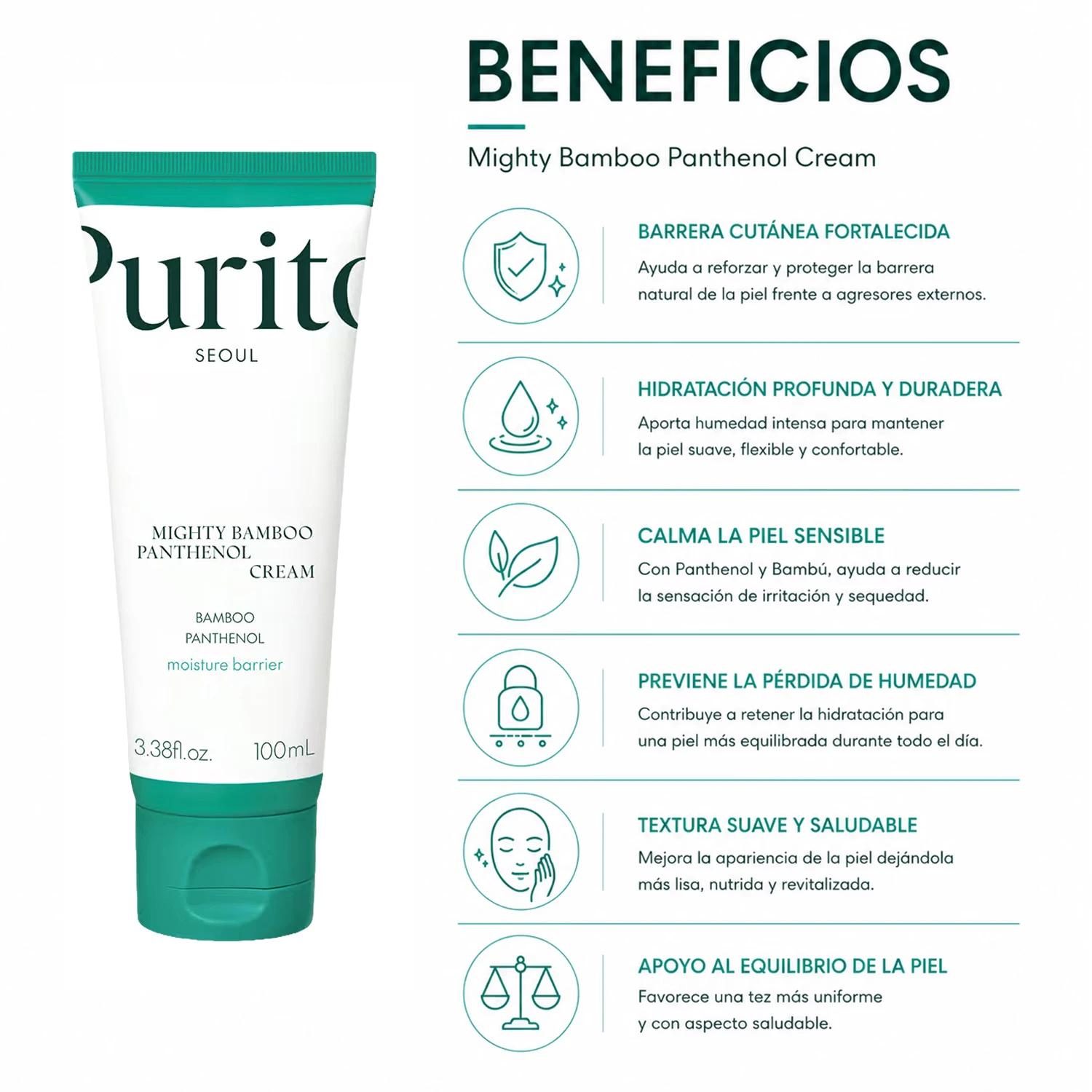 Creme Facial Purito Mighty Bamboo Panthenol 100ml - Imagen 3