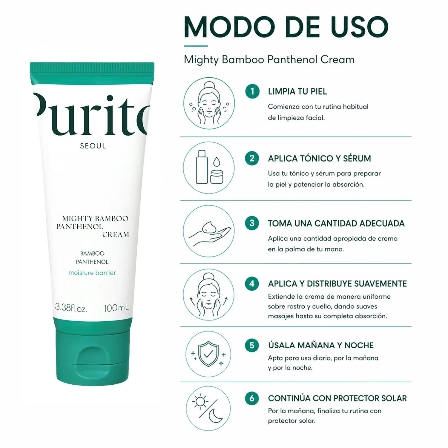 Creme Facial Purito Mighty Bamboo Panthenol 100ml - Imagen 4