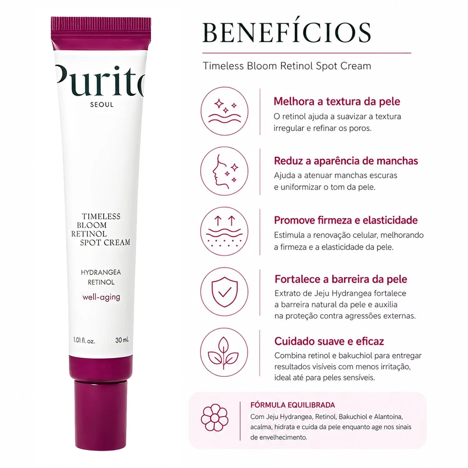 Creme Facial Purito Timeless Bloom Retinol Spot 30ml - Imagen 3