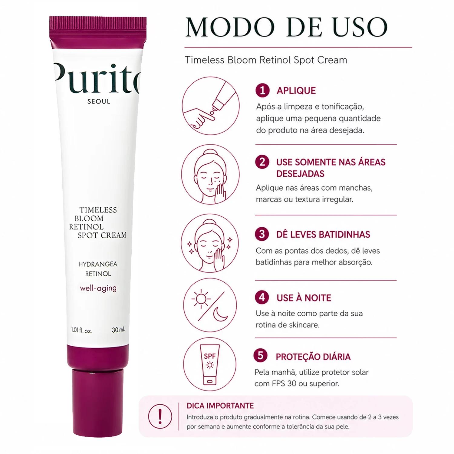 Creme Facial Purito Timeless Bloom Retinol Spot 30ml - Imagen 4