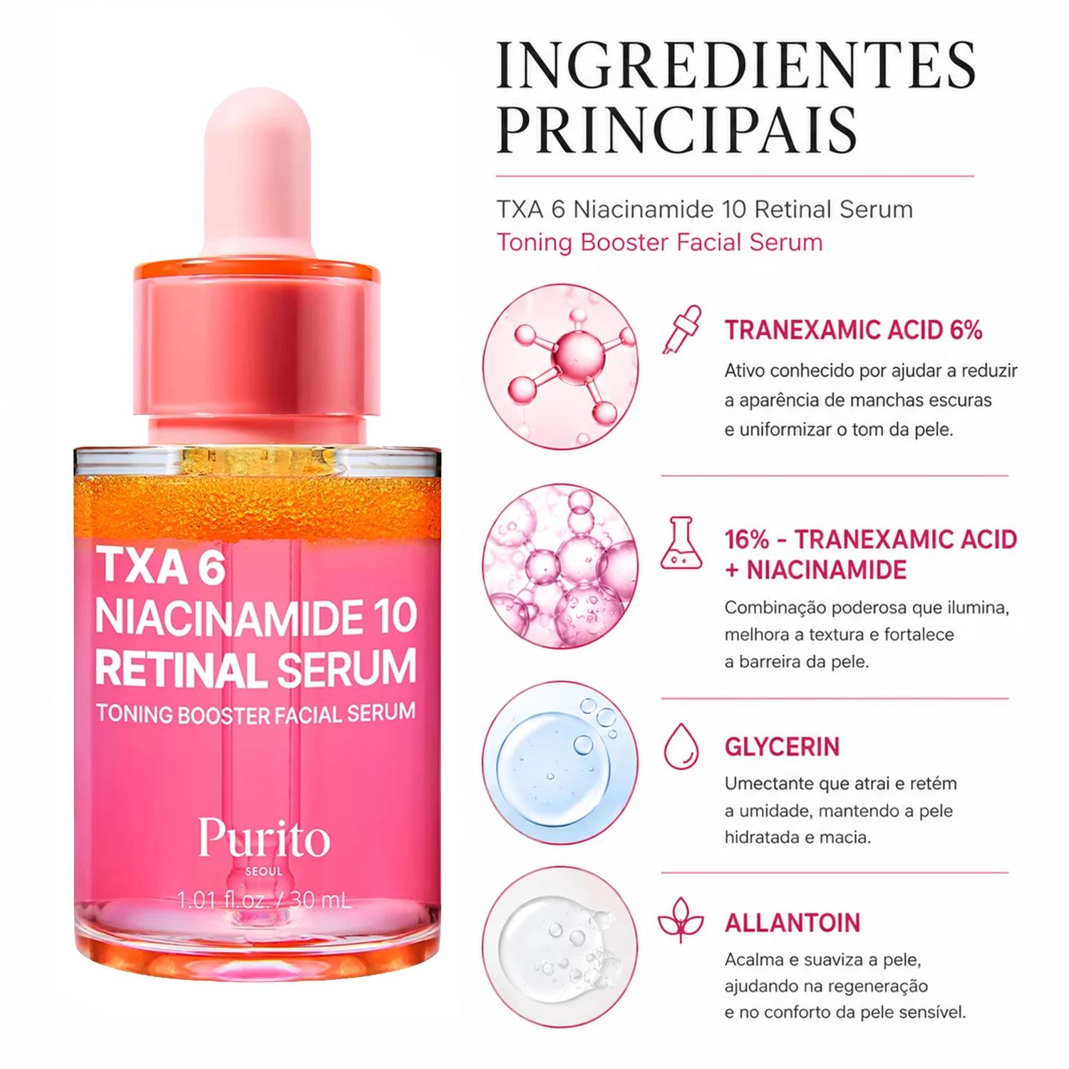 Sérum Facial Purito TXA 6 Niacinamide 10 Retinal 30ml - Imagen 2