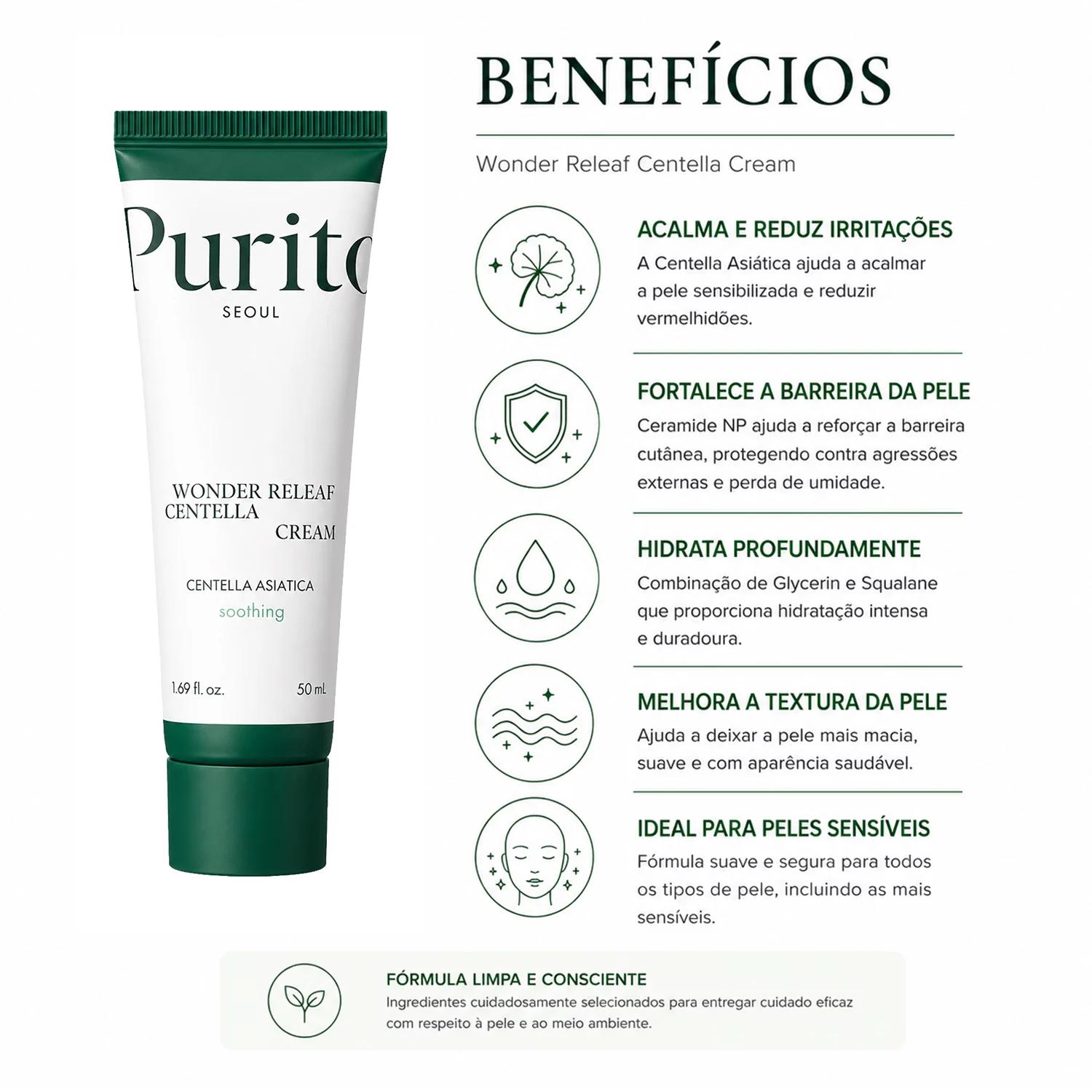 Creme Facial Purito Wonder Releaf Centella 50ml - Imagen 3