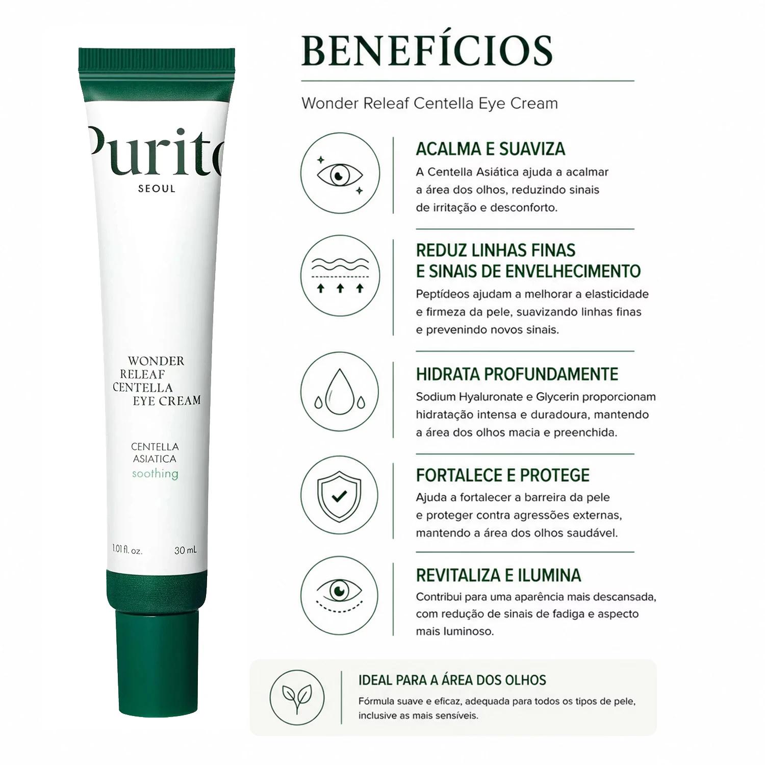 Creme Para Contorno De Ojos Purito Seoul Wonder Releaf Centella 30ml - Imagen 3