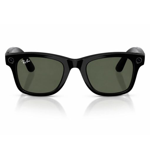 Anteojos De Sol Ray-ban Meta Wayfarer Rw4008 Wifi Meta Ia 32gb - Negro Brillante Lente Verde