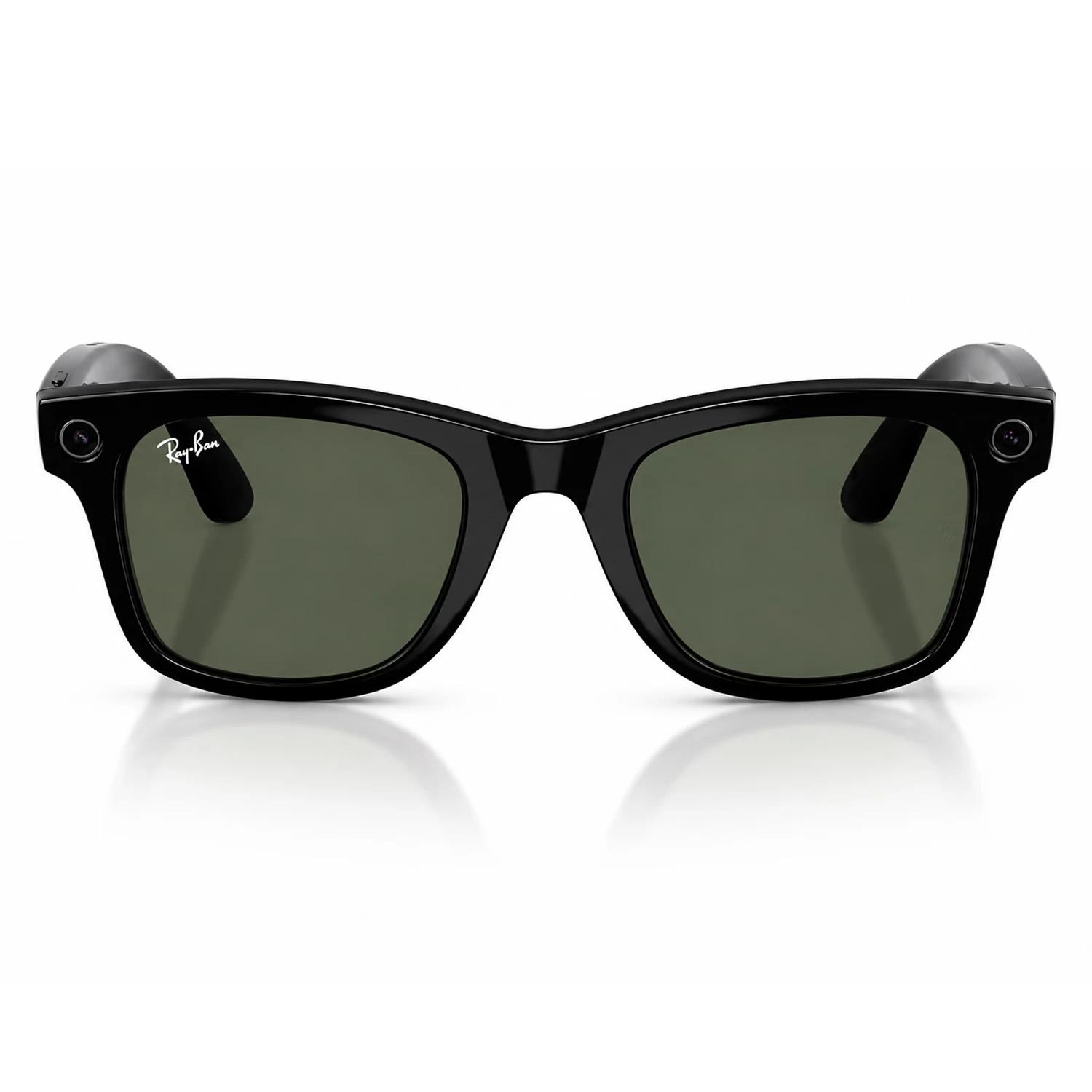Anteojos De Sol Ray-ban Meta Wayfarer Rw4008 Wifi Meta Ia 32gb - Negro Brillante Lente Verde