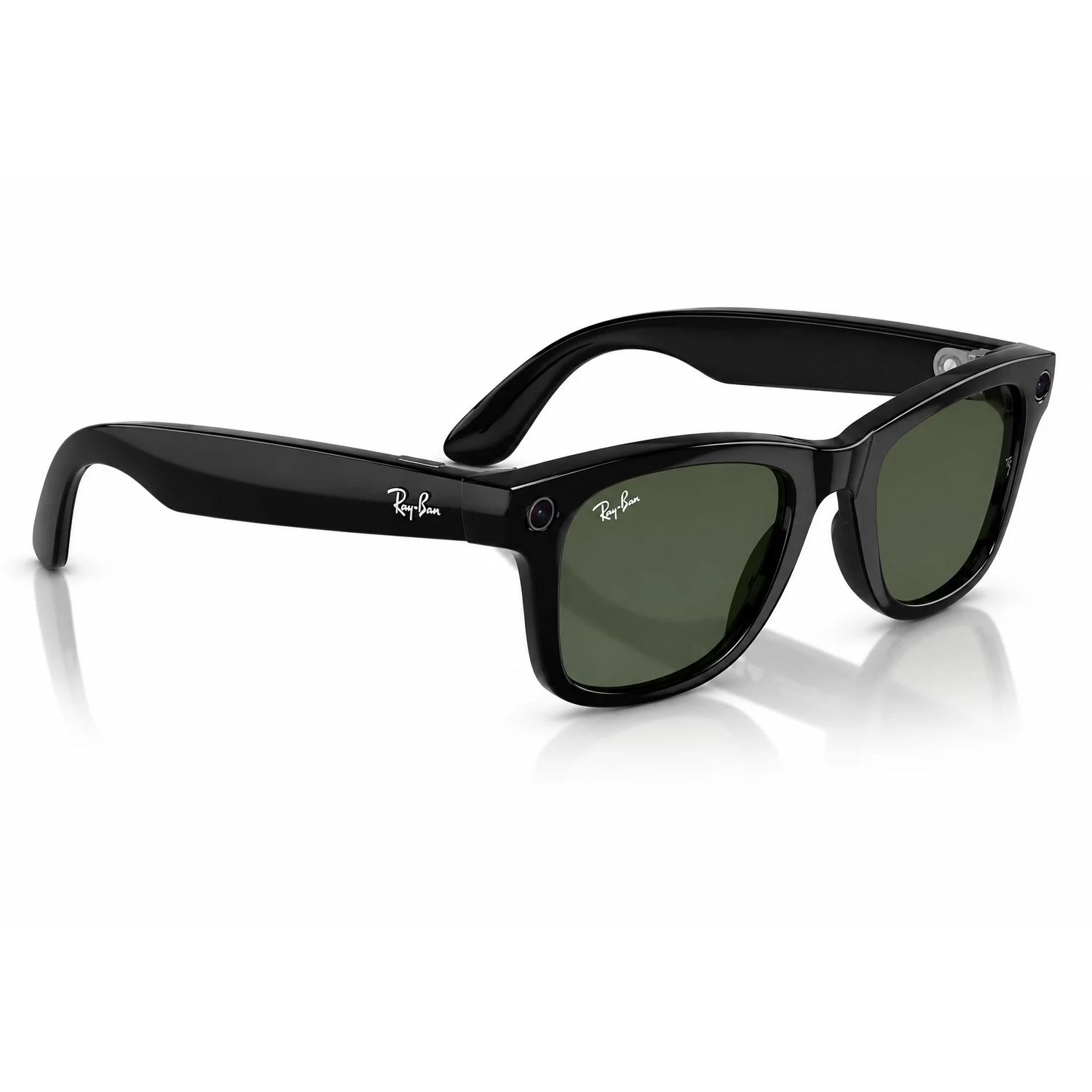 Anteojos De Sol Ray-ban Meta Wayfarer Rw4008 Wifi Meta Ia 32gb - Negro Brillante Lente Verde - Imagen 2