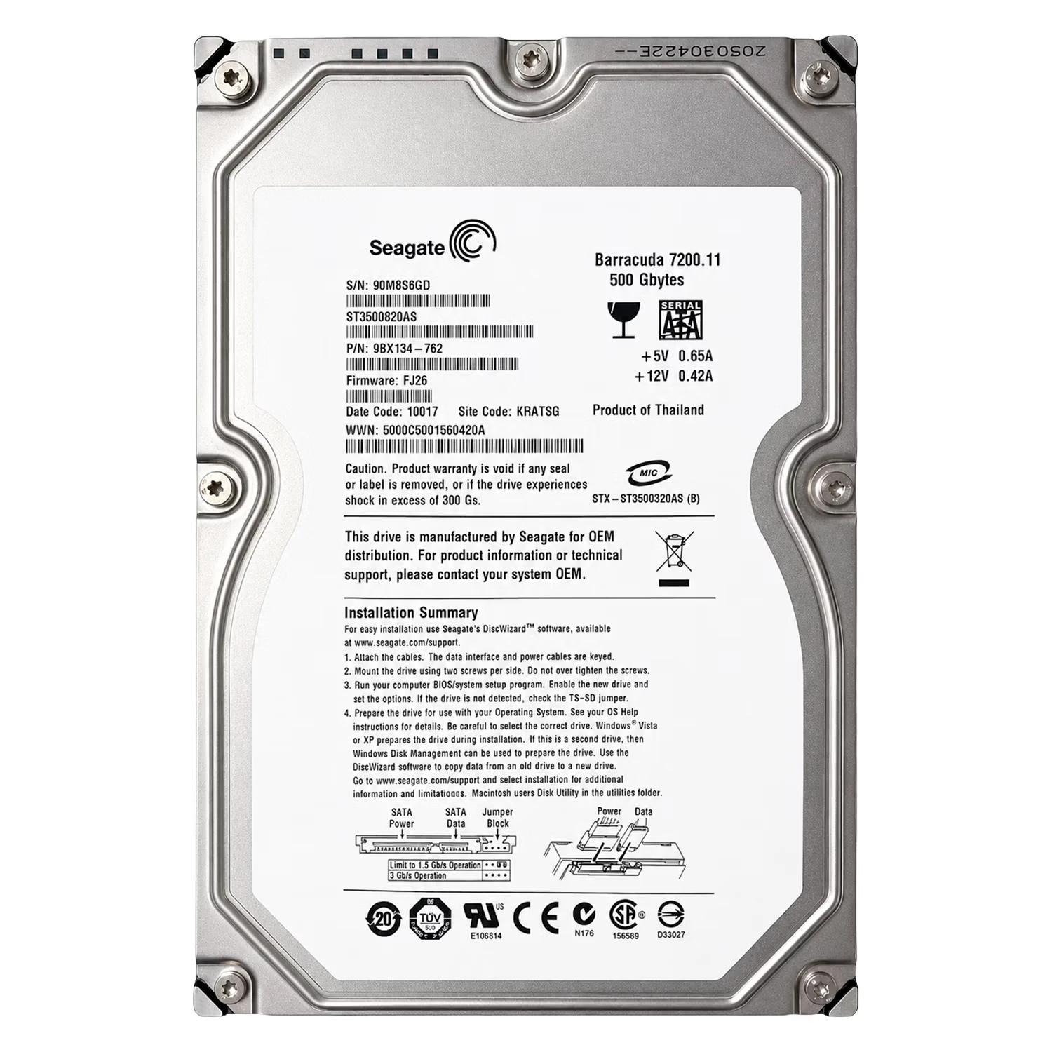 Hd Seagate Barracuda Pull 500gb 3.5" Sata 2 7200rpm - St3500820as