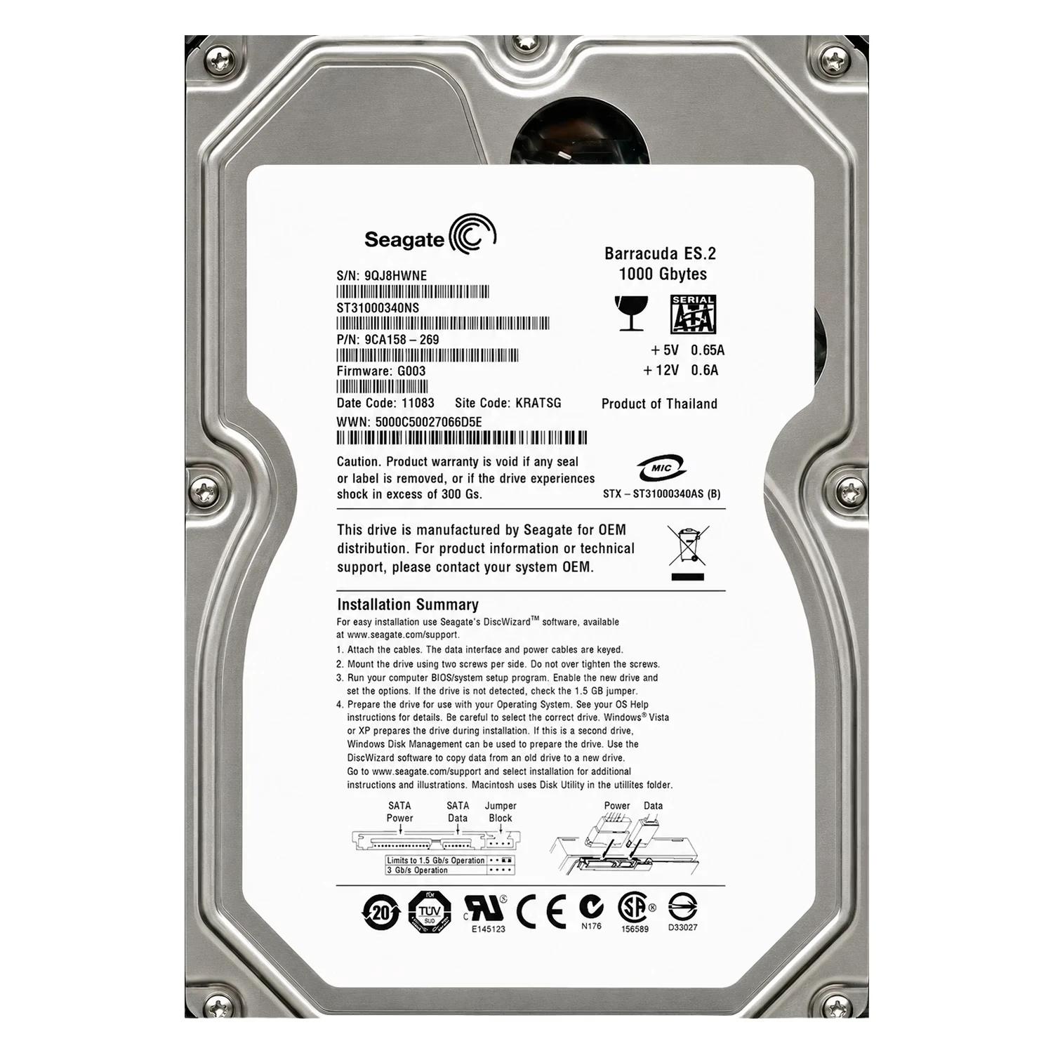 Hd Seagate Barracuda Pull 1tb 3.5" Sata 2 7200rpm - St31000340ns