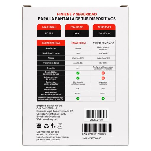 Alternative view of Película Haxly Smartfilm Antibacterial Hx-f0003-50 Para Smartphone - 50 Unidades