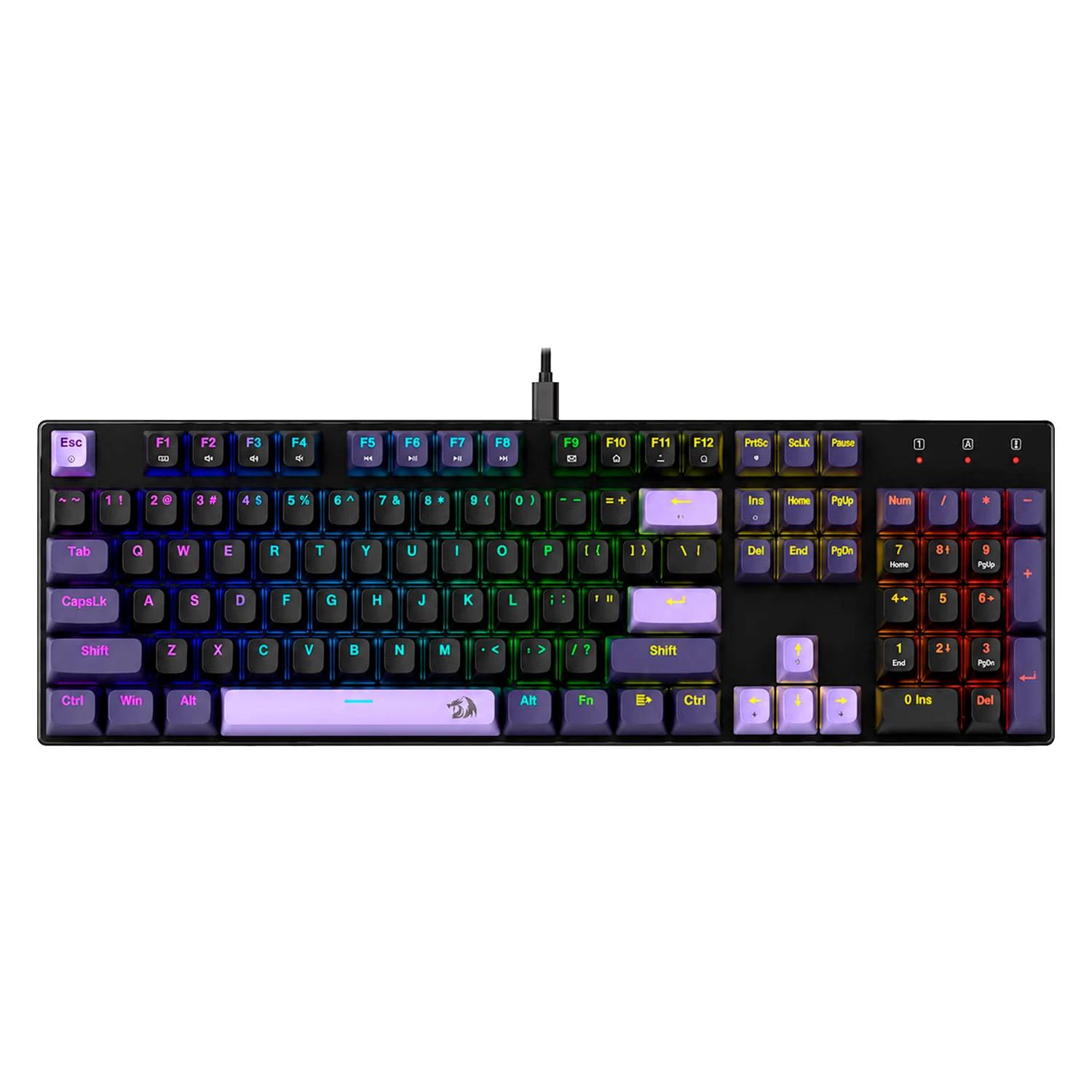 Teclado Gamer Redragon Dharma K556BP RGB USB - Negro Morado