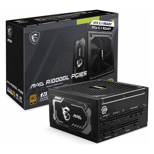 Fonte MSI MAG A1000GL PCIE5 306-7ZPLX12-HD8 ATX 1000W 80 Plus Platinum - Negro
