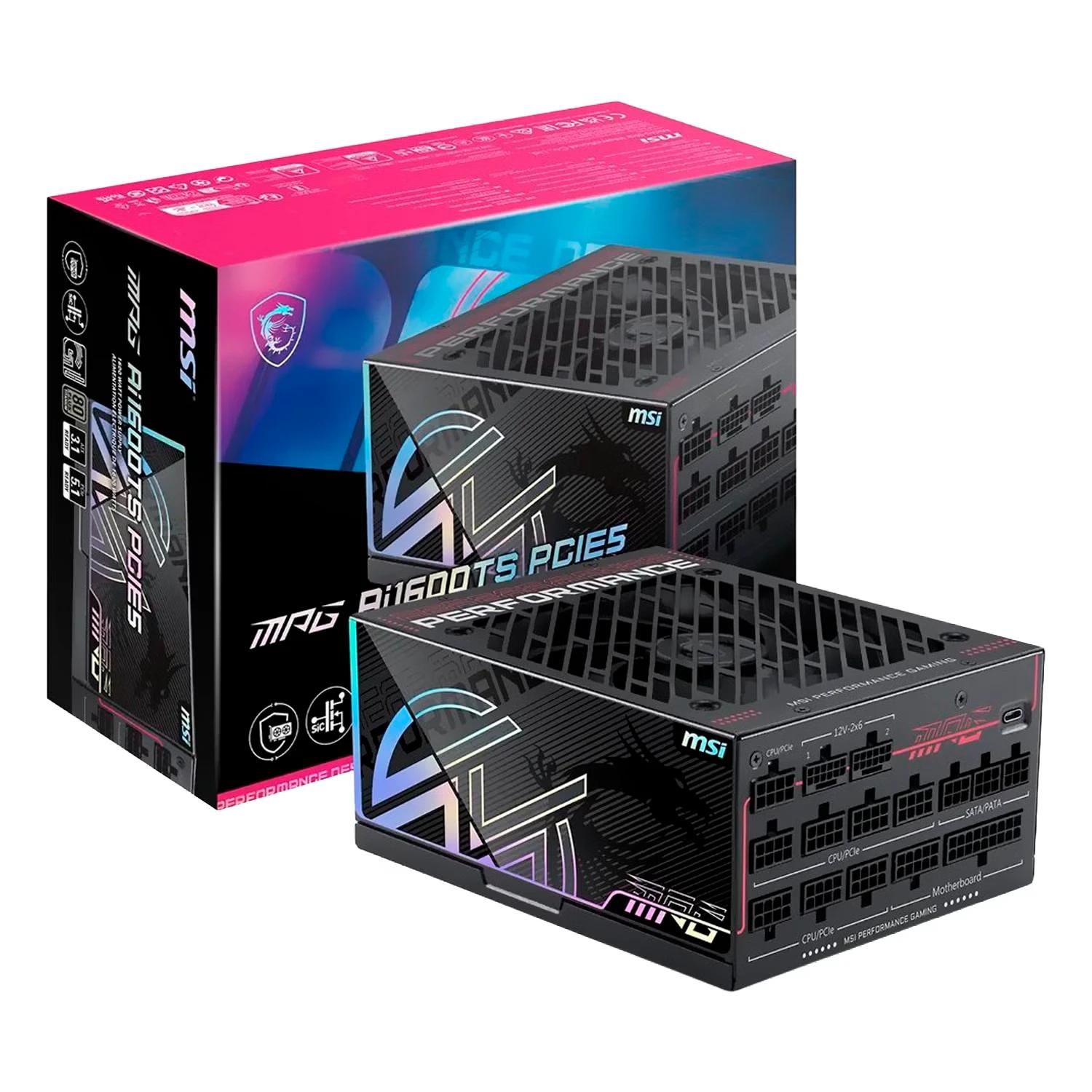 Fonte MSI MEG Ai1600T PCIE5 306-7ZPUA12-CE0 ATX 1600W 80 Plus Titanium - Negro