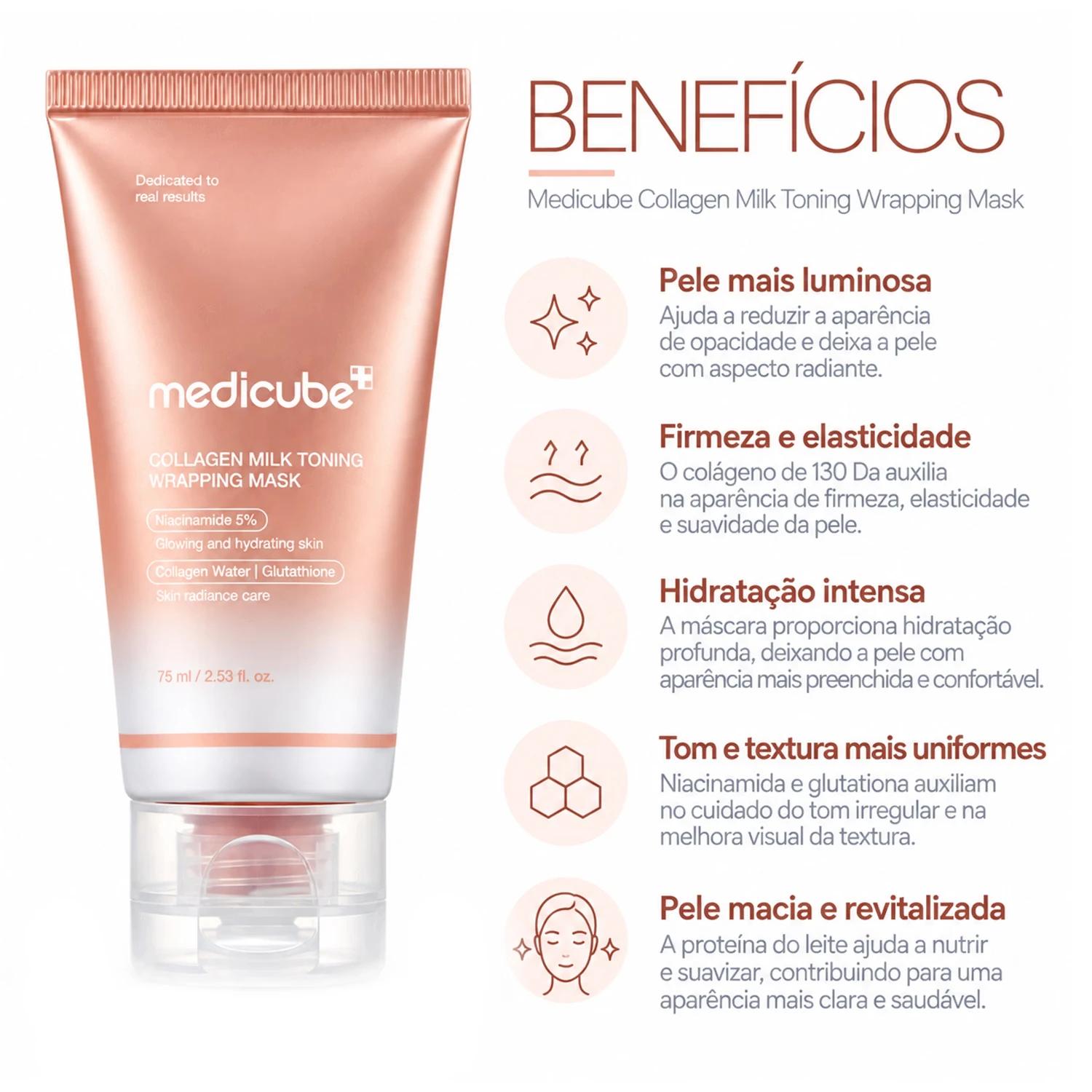 Máscara Facial Medicube Collagen Milk Toning Wrapping Mask 75ml - Imagen 3