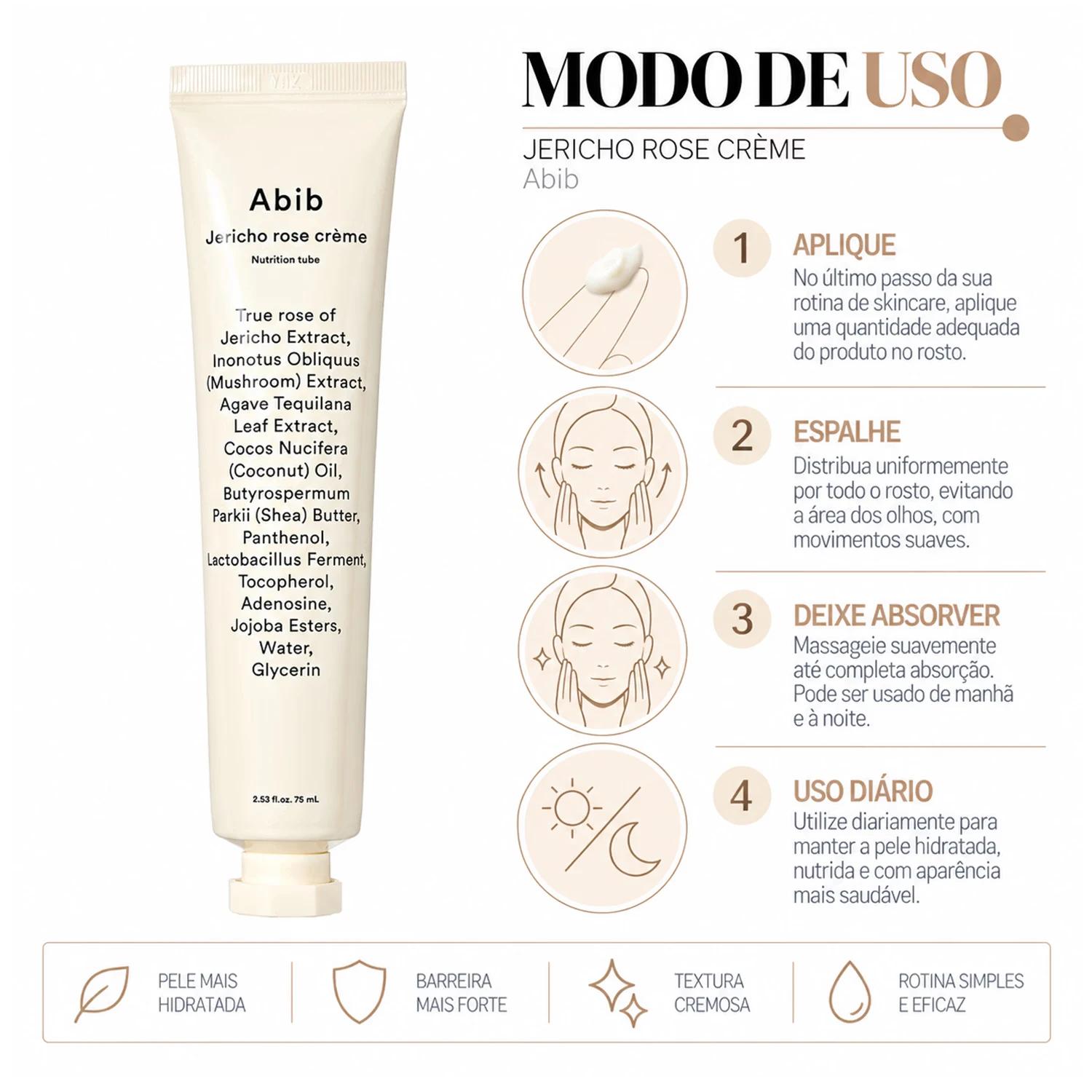 COS ABIB CREME FACIAL JERICHO ROSE CREME NUTRITION TUBE 75ML - Imagen 4
