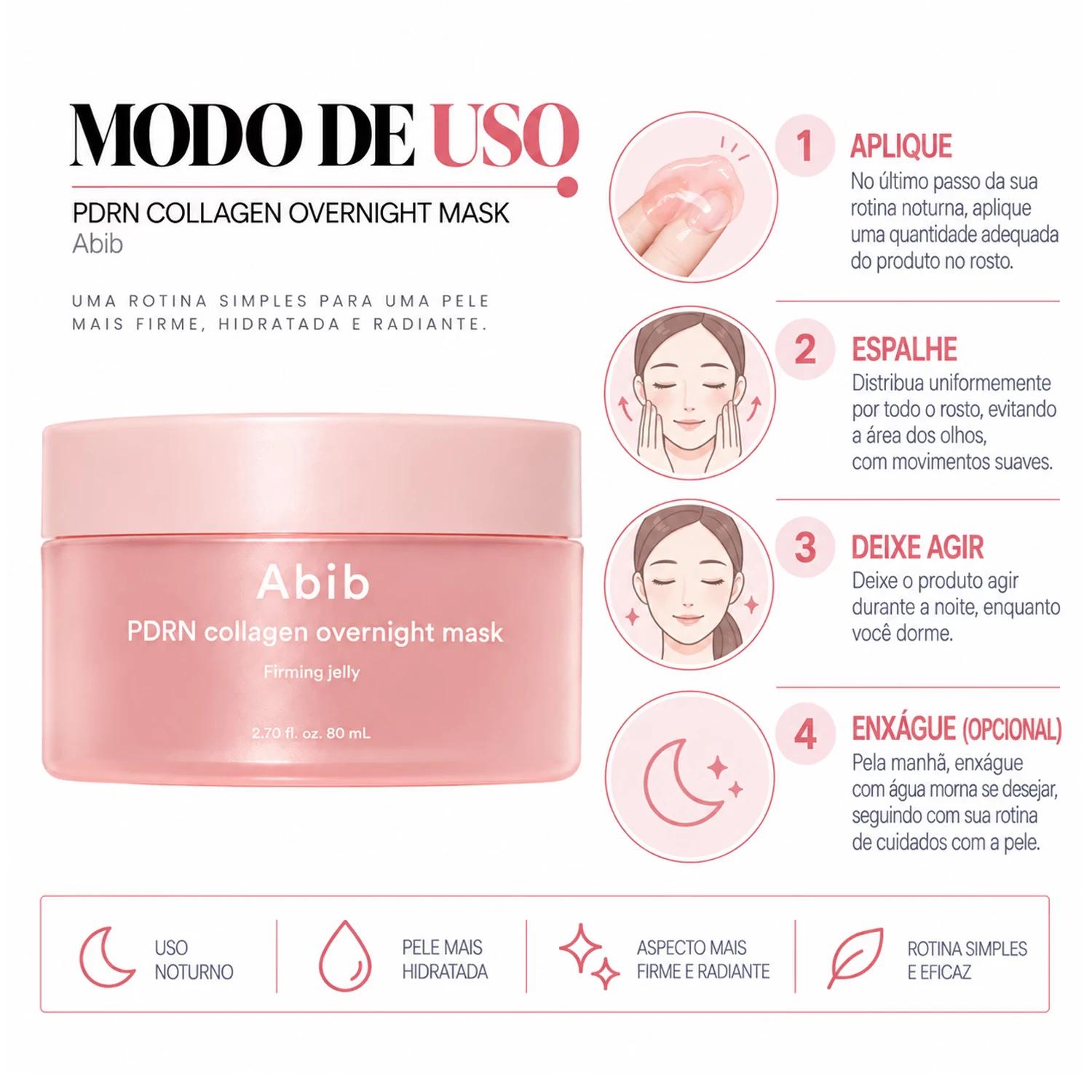 Máscara Facial Noturna Abib PDRN Collagen Overnight Firming Jelly 80ml - Imagen 5