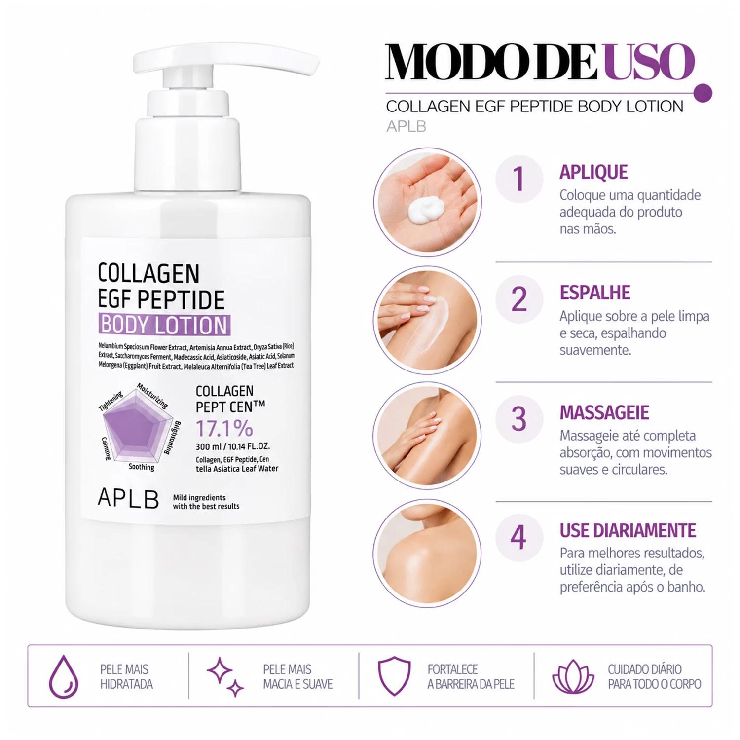 Body Lotion APLB Collagen EGF Peptide 300ml - Imagen 4