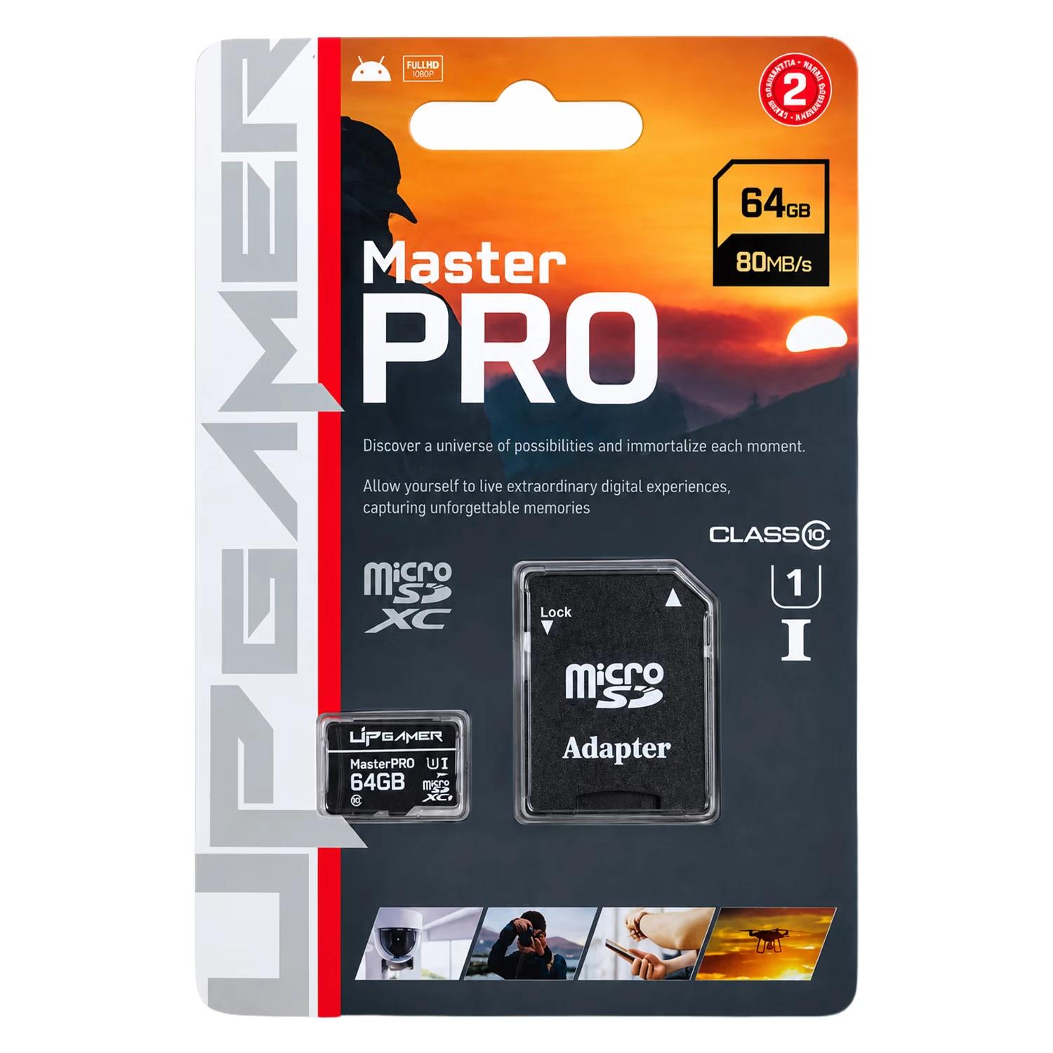 Tarjeta De Memoria Micro SD UP Gamer Master Pro 64GB 80Mbs