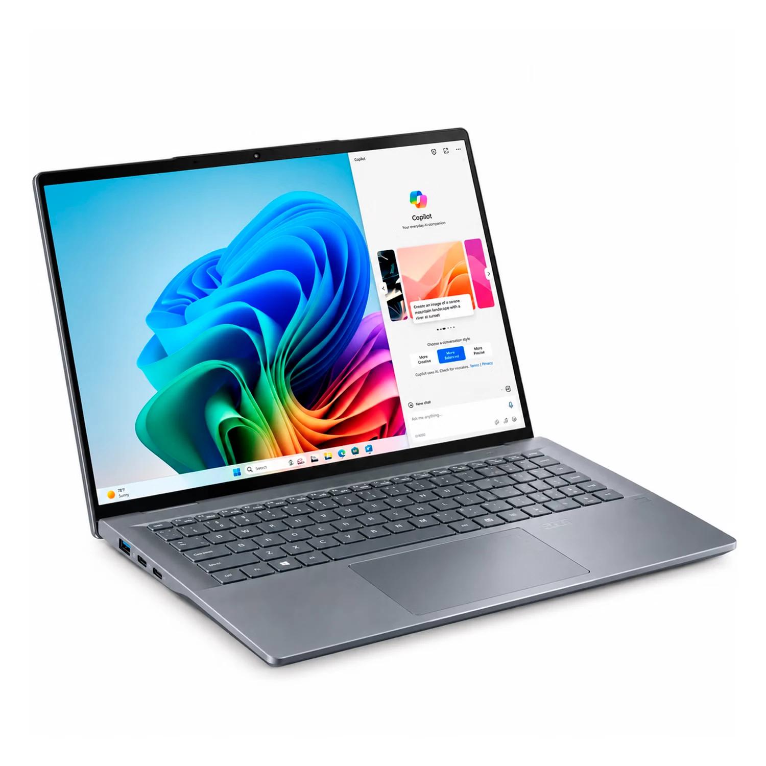Notebook Acer Swift 14 AI Snapdragon X Elite 16GB RAM 1TB SSD Pantalla 14.5" WQXGA Touch Windows 11 Gris - SF1411TX53K - Imagen 2