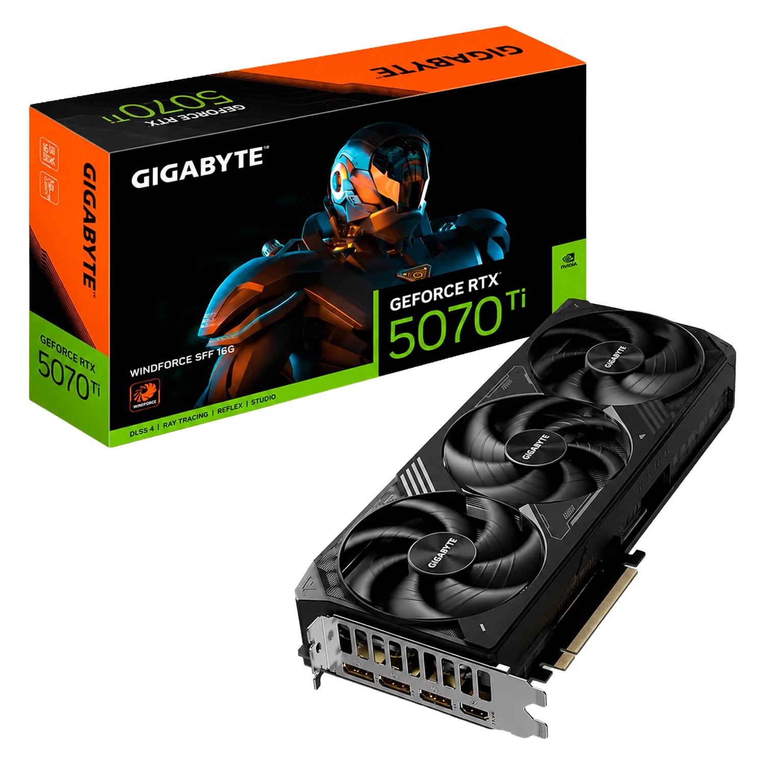 Placa de Vídeo Gigabyte Windforce SFF NVIDIA GeForce RTX-5070Ti 16GB GDDR7 - GV-N507TWF3-16GD
