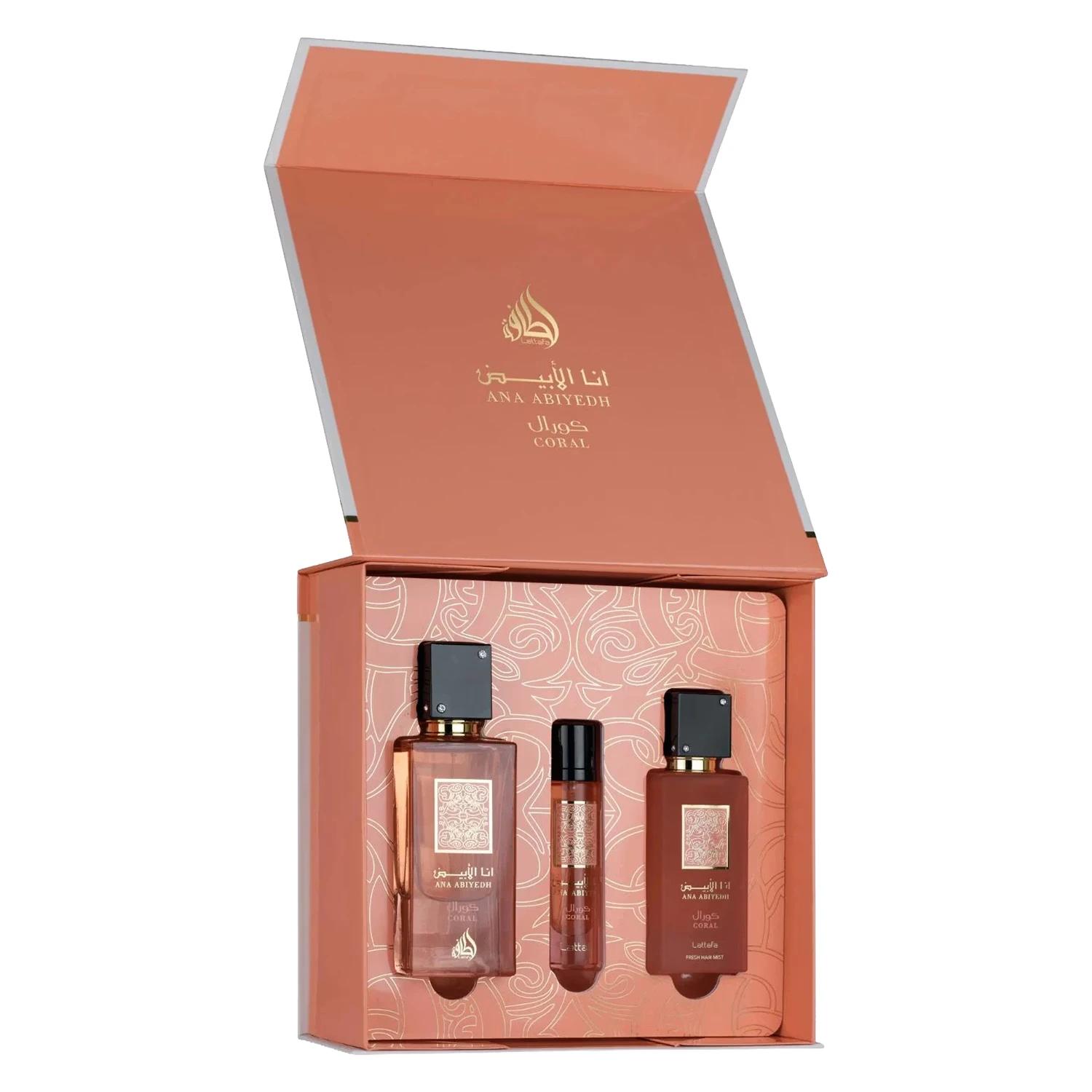 PERFUME LATTAFA KIT ANA ABIY. CORAL EDP 60ML 3PCS - Imagen 3