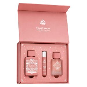 Kit Perfume Lattafa Bade'e Al Oud Noble Blush Eau de Parfum Feminino 100ml + Perfume de Viagem 12ml + Hair Mist 50ml - Imagen 3