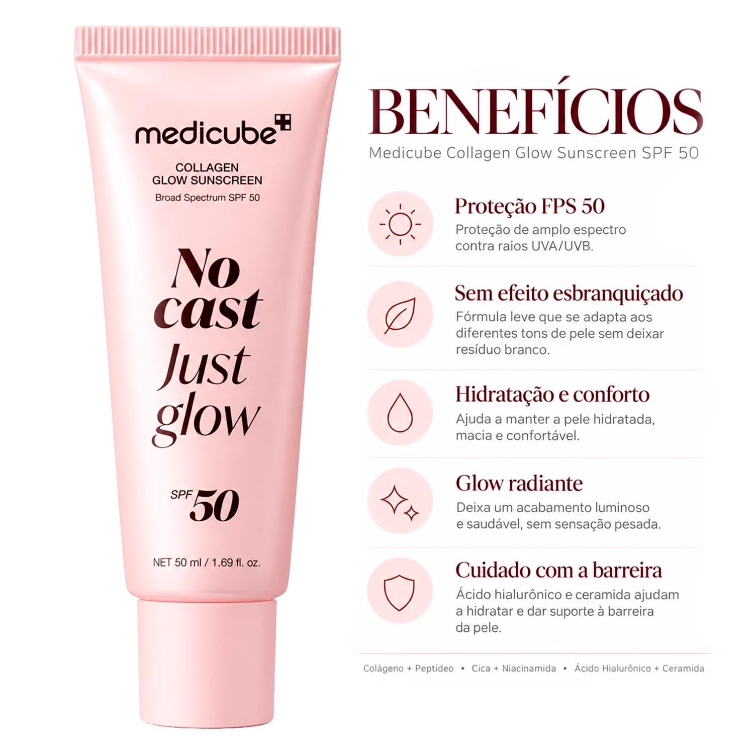 Protector Solar Facial Medicube Glow Collagen Sunscreen SPF 50 50ml - Imagen 3