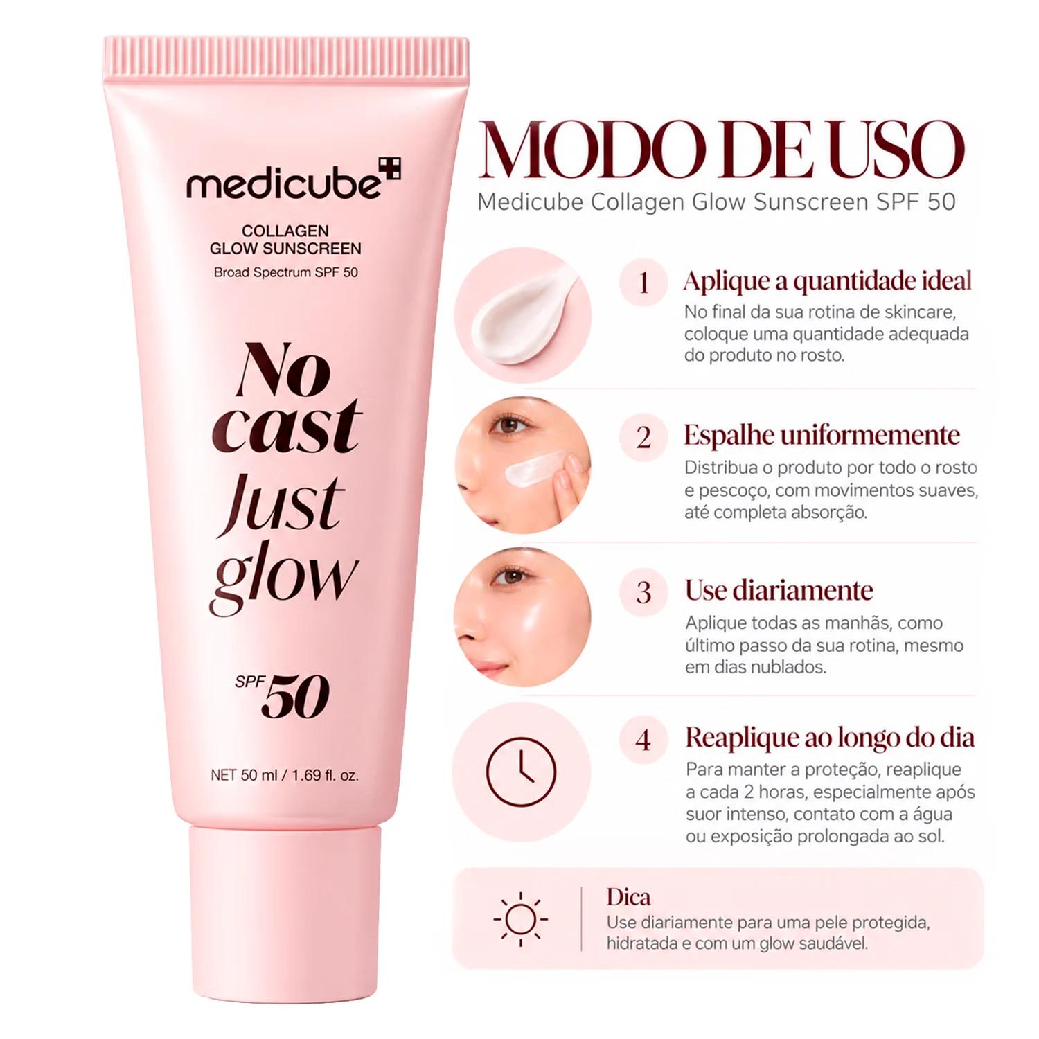 Protector Solar Facial Medicube Glow Collagen Sunscreen SPF 50 50ml - Imagen 4