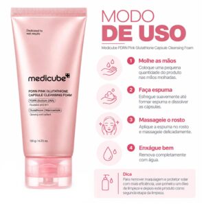 Espuma De Limpieza Facial Medicube PDRN Rosa Glutathione Capsule Cleansing Foam - Imagen 4