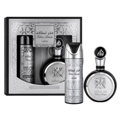 PERFUME LATTAFA KIT FAKHAR MAN SILVER 100ML + DEO 200ML