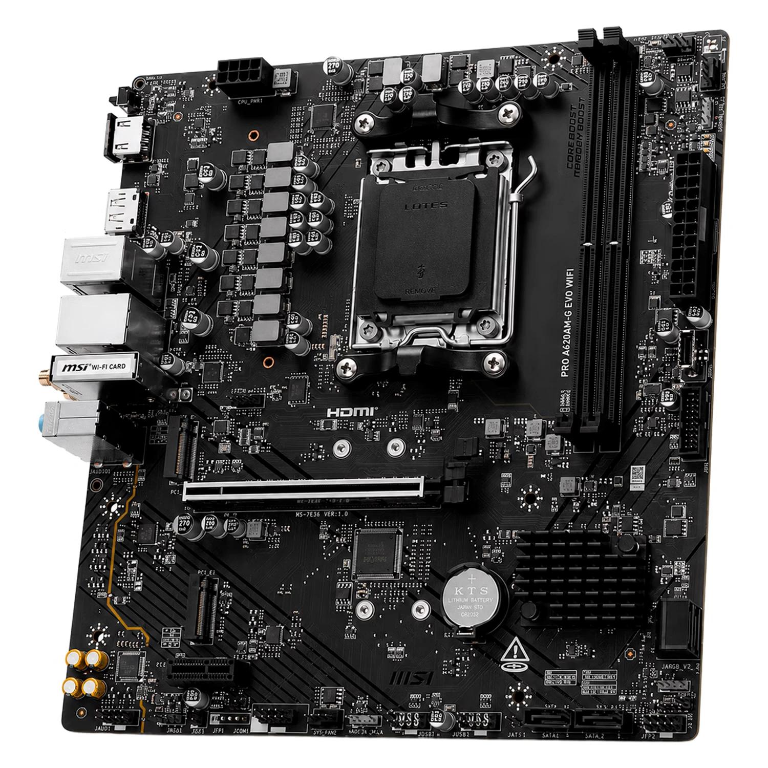 Placa Madre MSI Pro A620AM-G Evo WiFi DDR5 Socket AM5 Chipset AMD A620 Micro ATX - Imagen 3