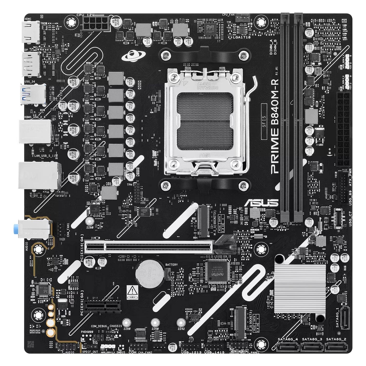 Placa Madre ASUS Prime B840M-R DDR5 Socket AM5 Chipset AMD B840 Micro ATX - Imagen 2