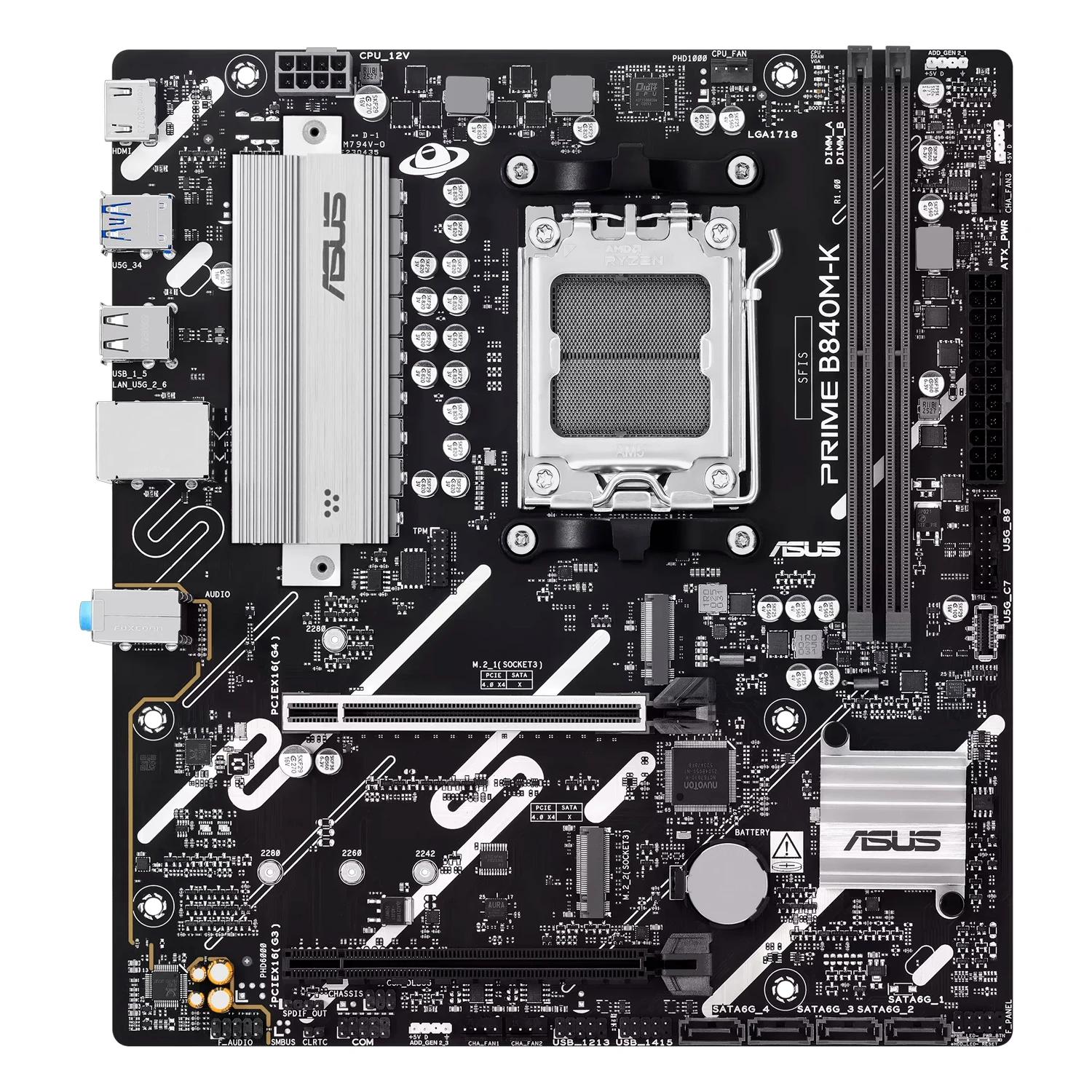 Placa Madre ASUS Prime B840M-K DDR5 Socket AM5 Chipset AMD B840 Micro ATX - Imagen 2