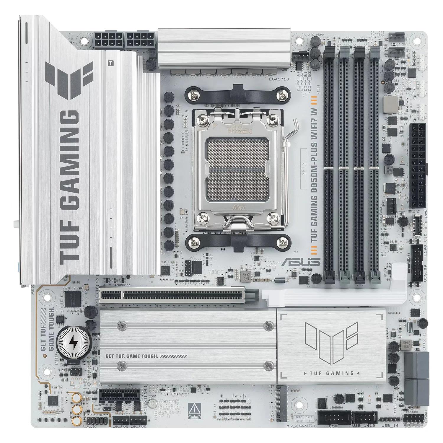 Alternative view of Placa Madre ASUS TUF Gaming B850M-PLUS WiFi 7 White DDR5 Socket AM5 Chipset AMD B850 Micro ATX