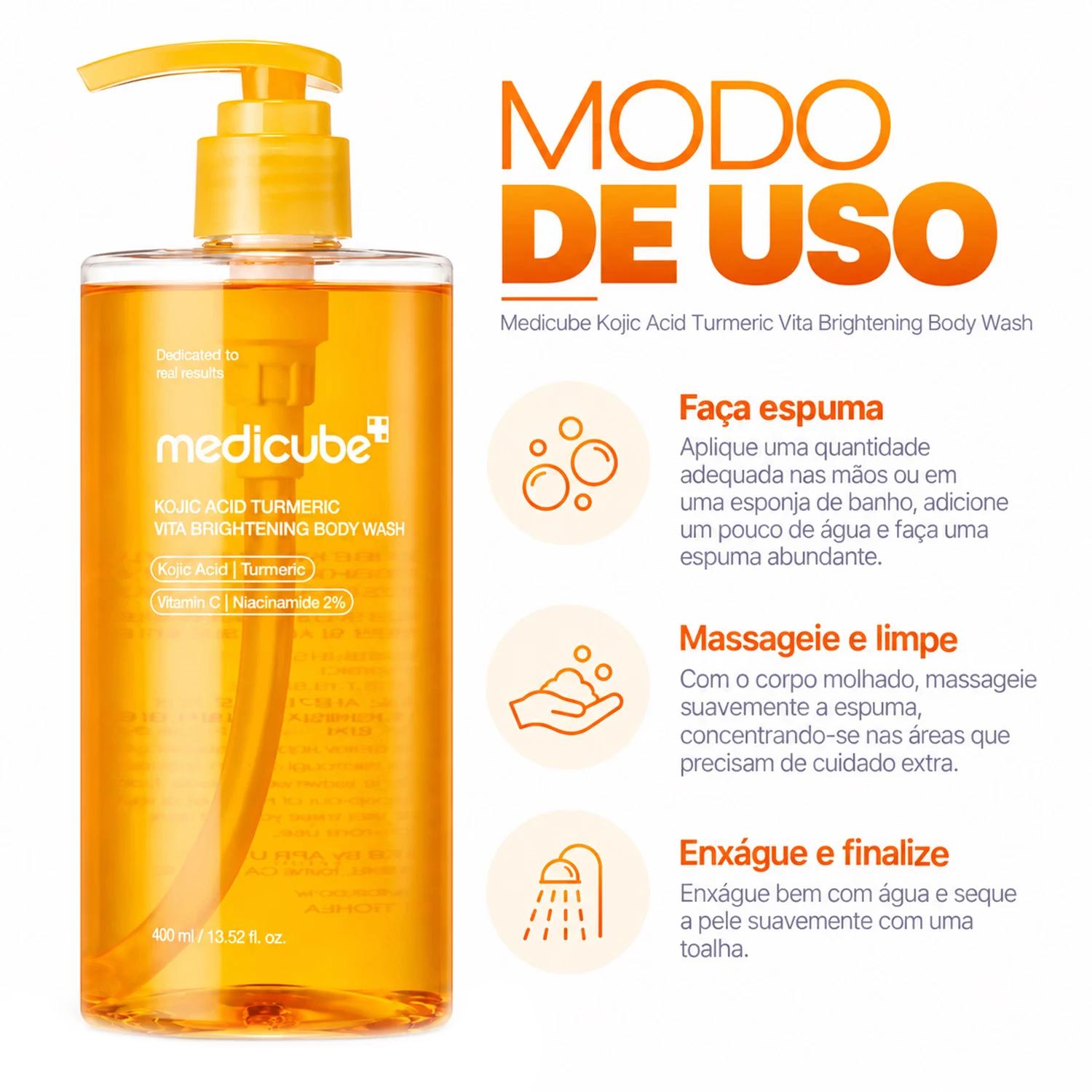 Sabonete Corporal Medicube Kojic A T Bright Body Wash 400ml - Imagen 4