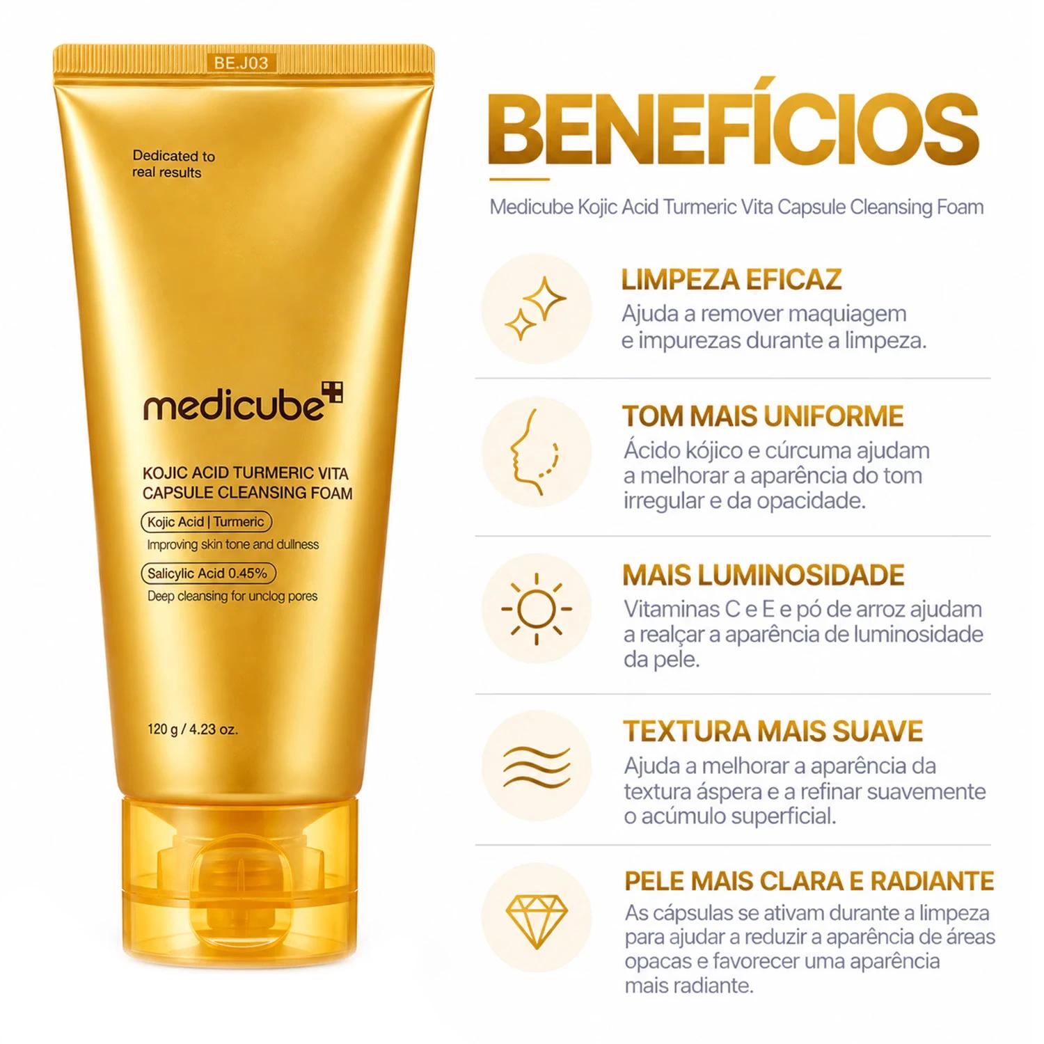 Limpiador Facial Medicube Kojic Acid Turmeric Vita Capsule 120g - Imagen 3
